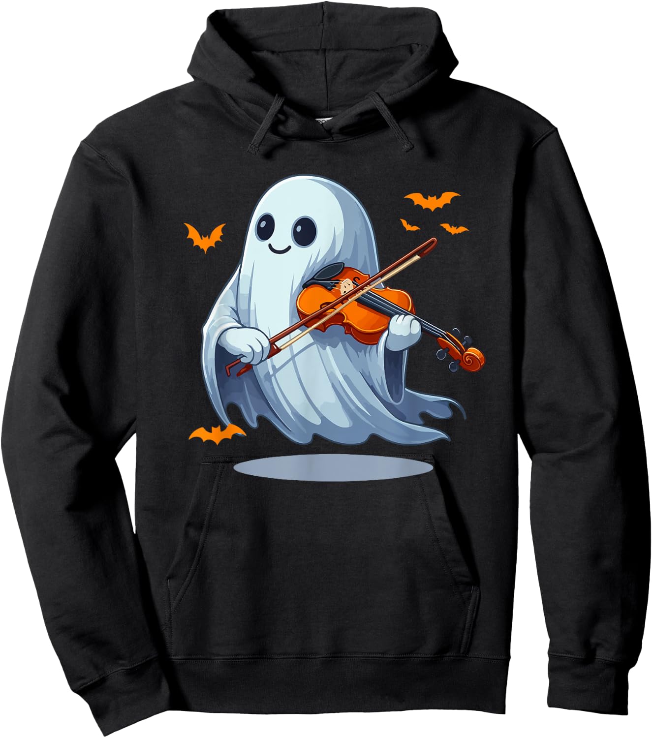 Boo Ghost Playing Violin Halloween Musical Instrument Hoodie - Hoodie | Black