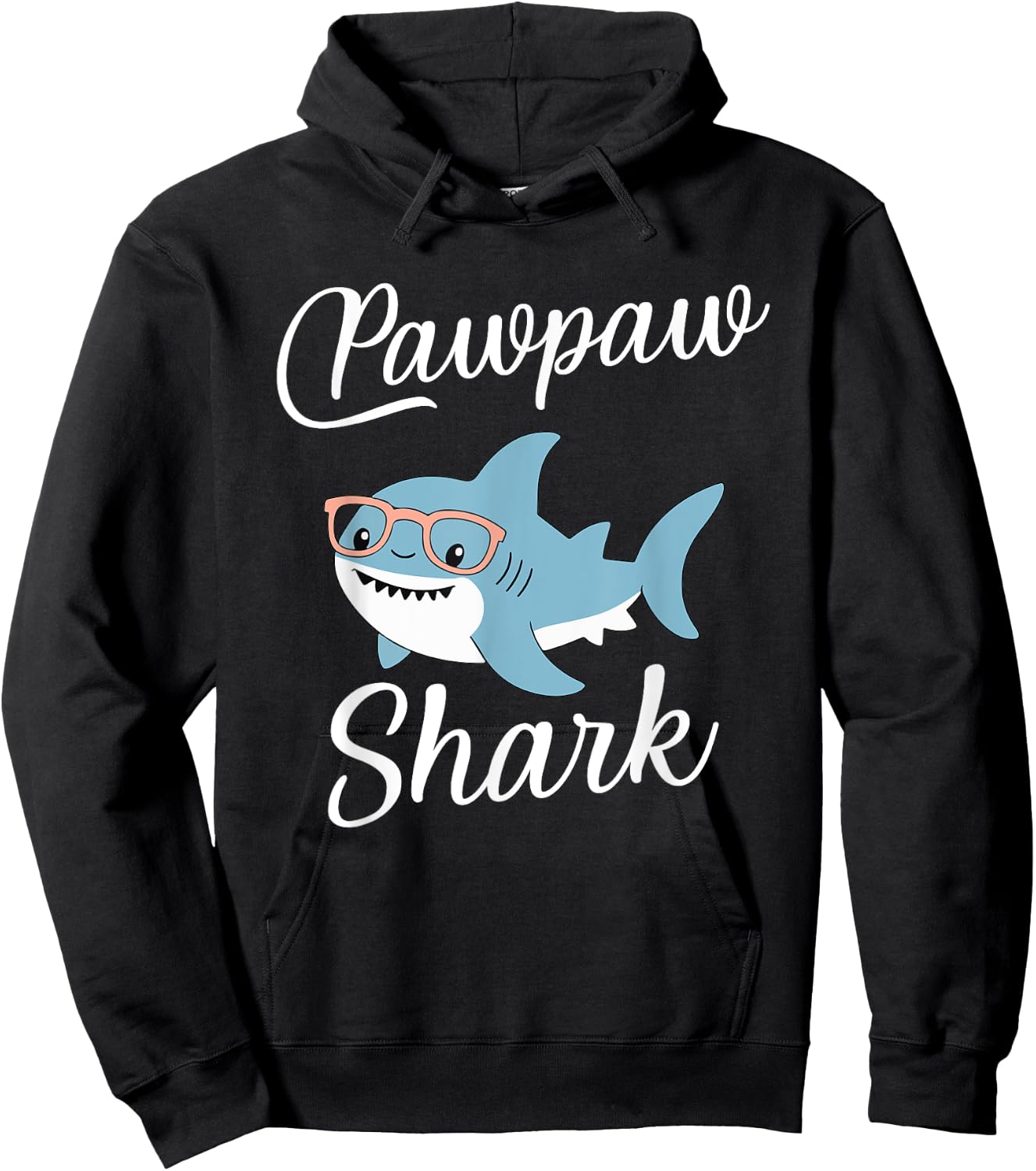 PawPaw Shark Funny Matching Family Grandpa Paw-Paw Hoodie - Hoodie | Black