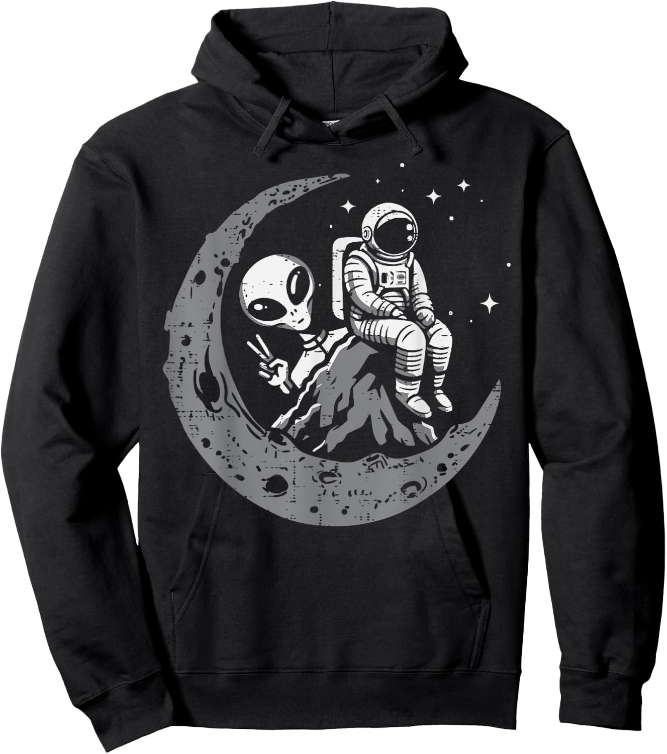 Astronaut Moon Alien Peace Funny Space Galaxy Men Women Kids Hoodie - Hoodie | Black