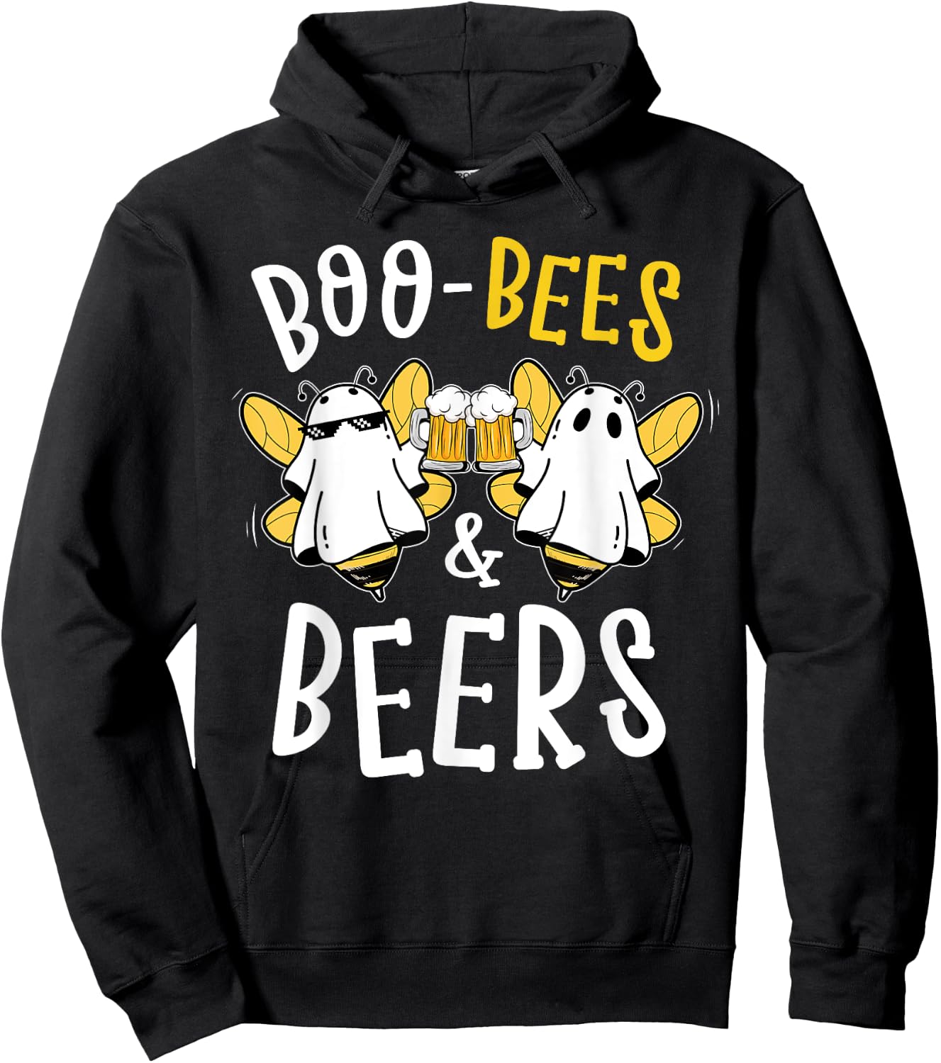 Boo Bees & Beers Couples Funny Halloween Costume Hoodie - Hoodie | Black