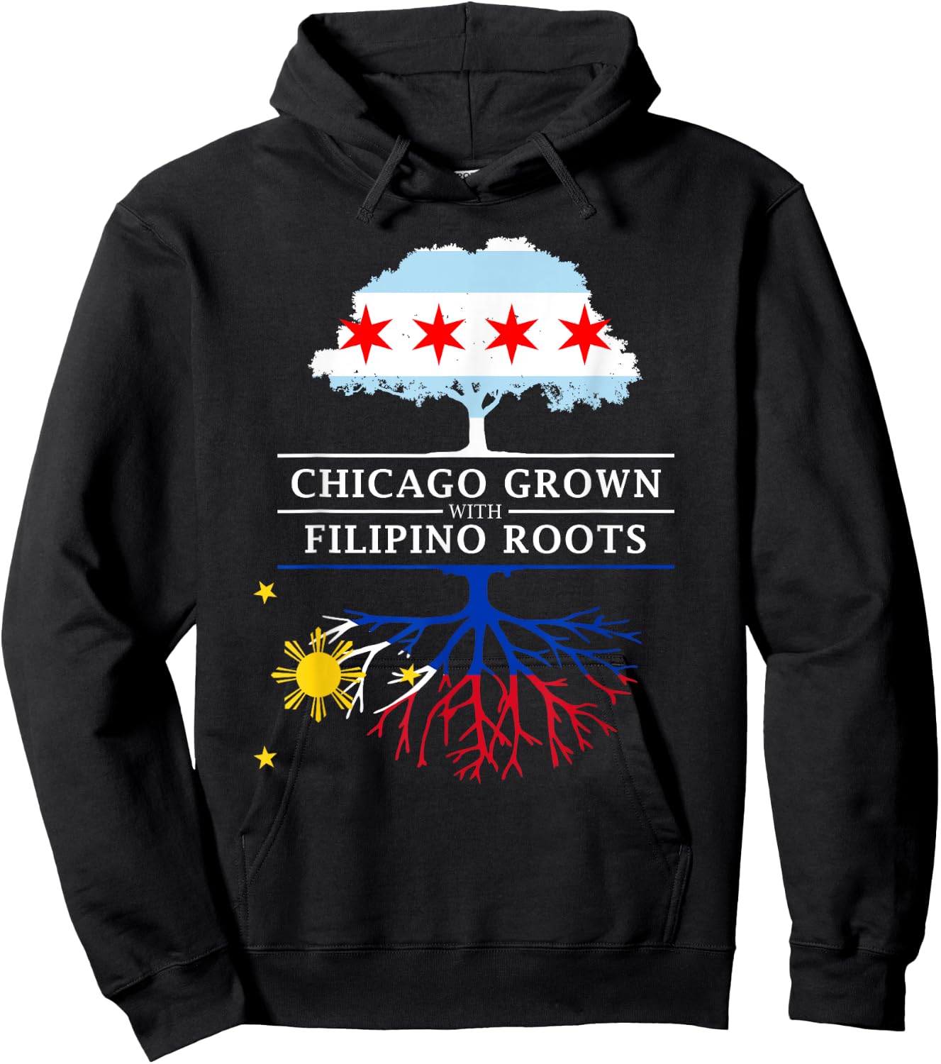 Chicago Grown with Filipino Roots - Philippines Hoodie - Hoodie | Black