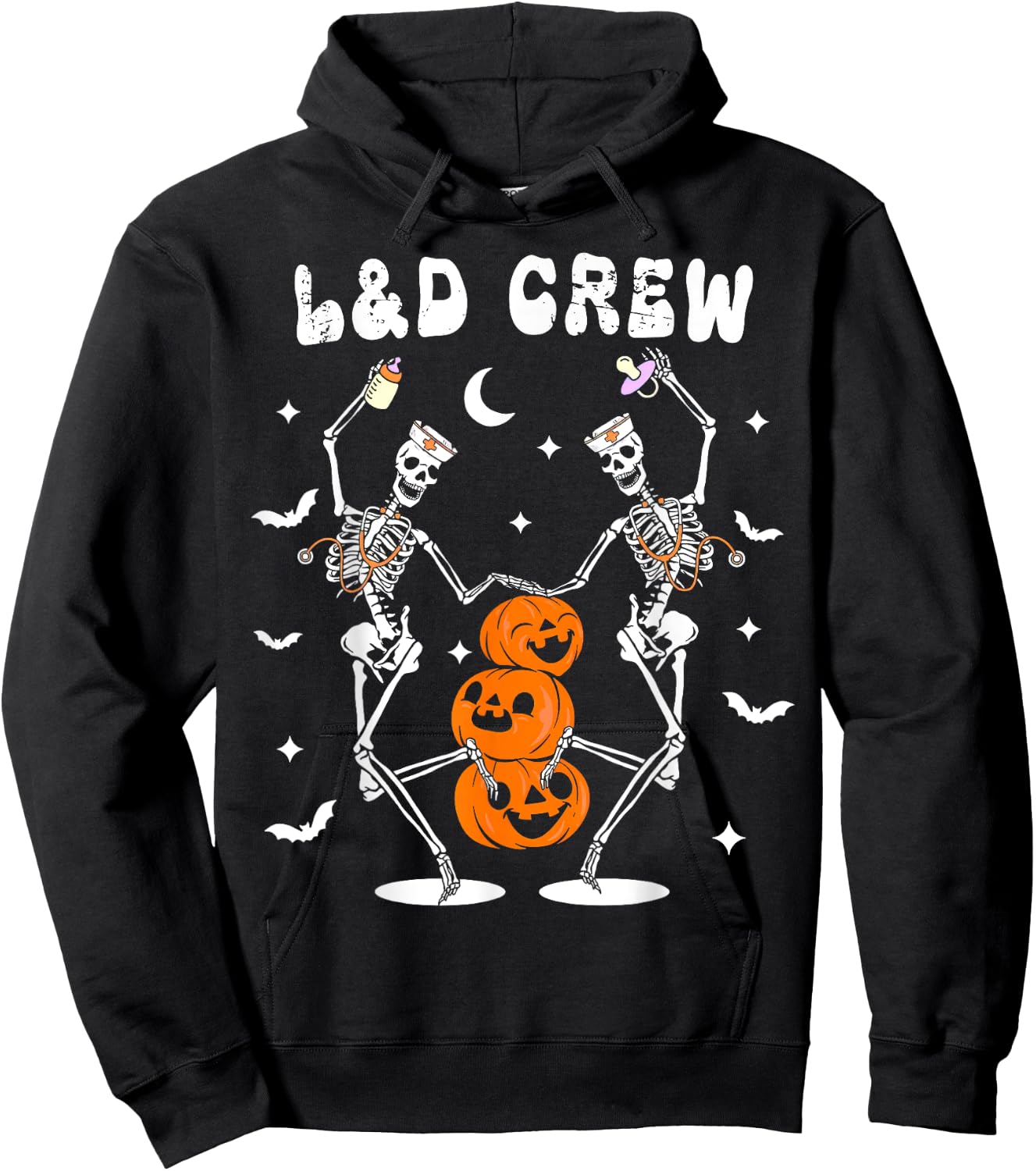 Labor And Delivery Crew Nurse Skeleton Dancing Halloween Hoodie - Hoodie | Black