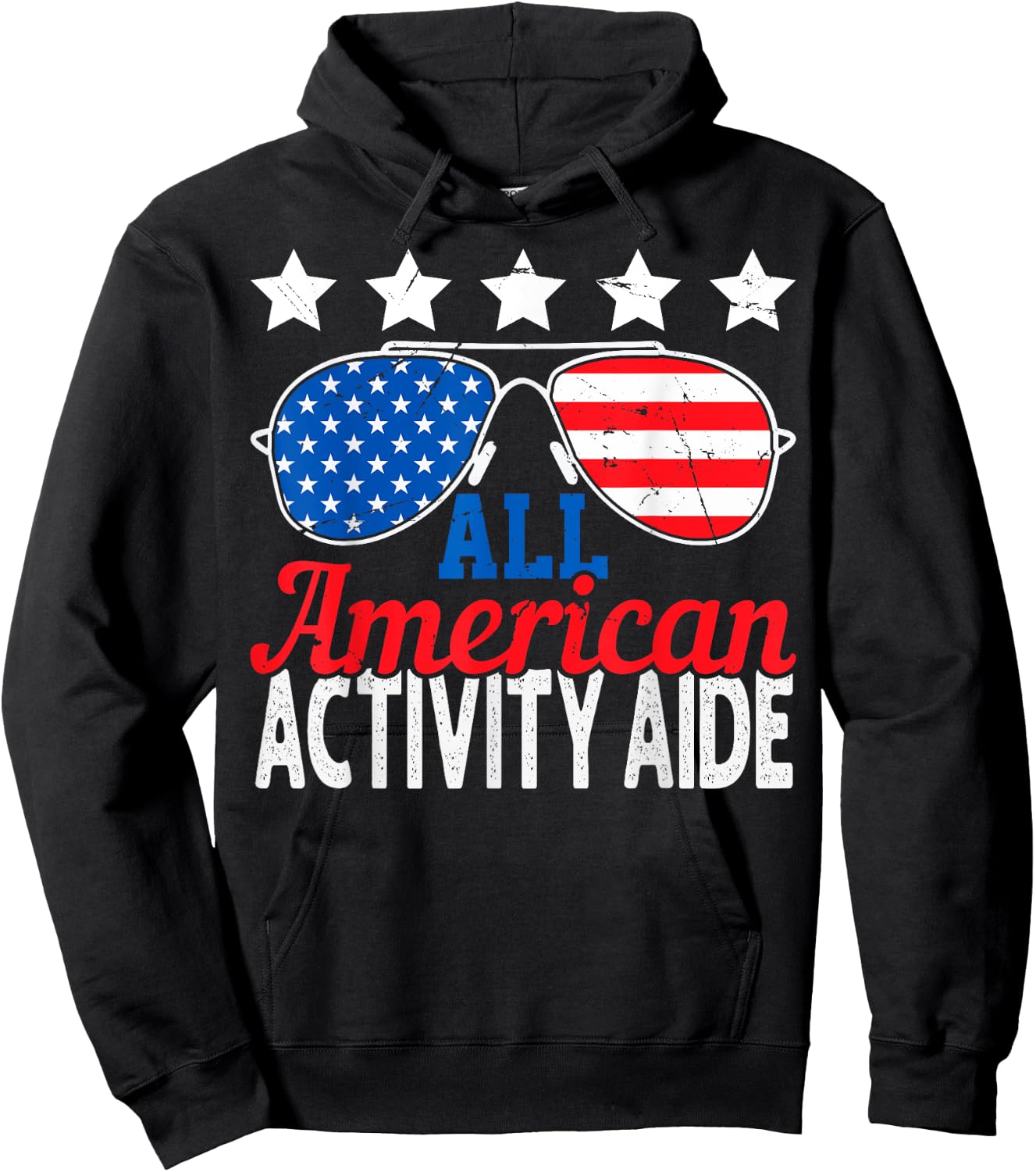 All American Activity Aide USA Flag Sunglasses 4th of July Men Hoodie - Hoodie | Black