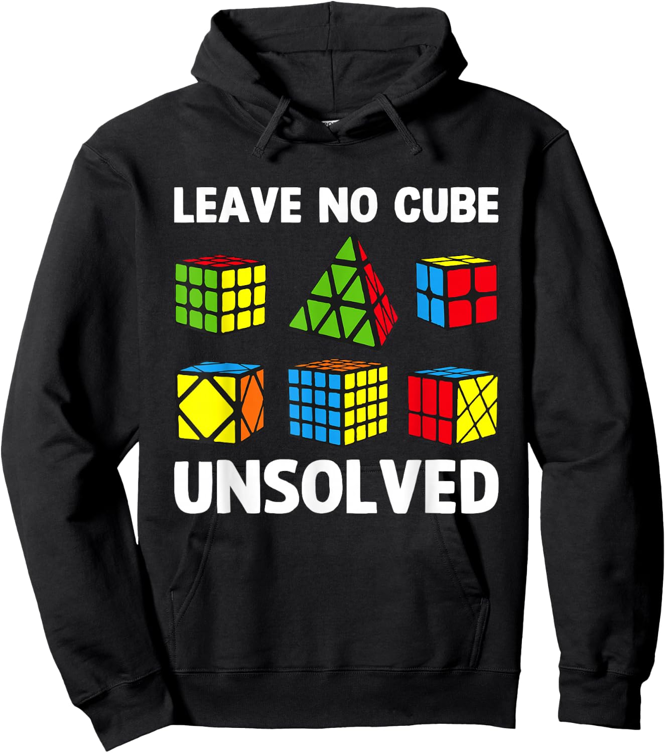 Leave No Cube Unsolved Funny Puzzle Cubes Math Teacher Hoodie - Hoodie | Black