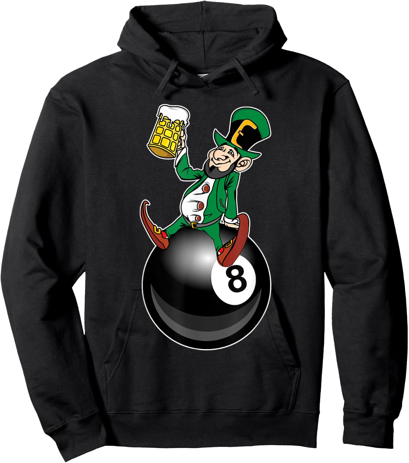 St Patrick's Day Leprechaun Beer Pool Player Billiard Hoodie - Hoodie | Black