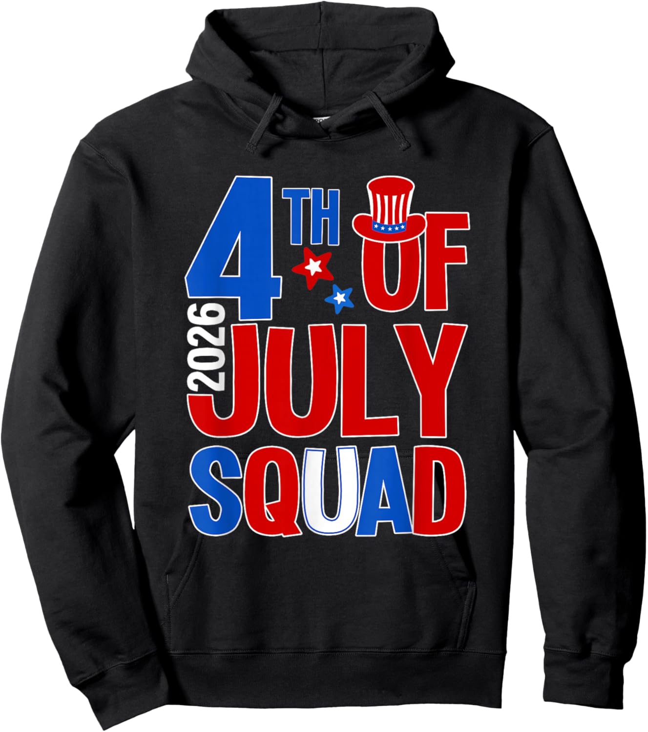 Patriotic 4th of July Squad 2026 Family Matching Men Women Hoodie - Hoodie | Black
