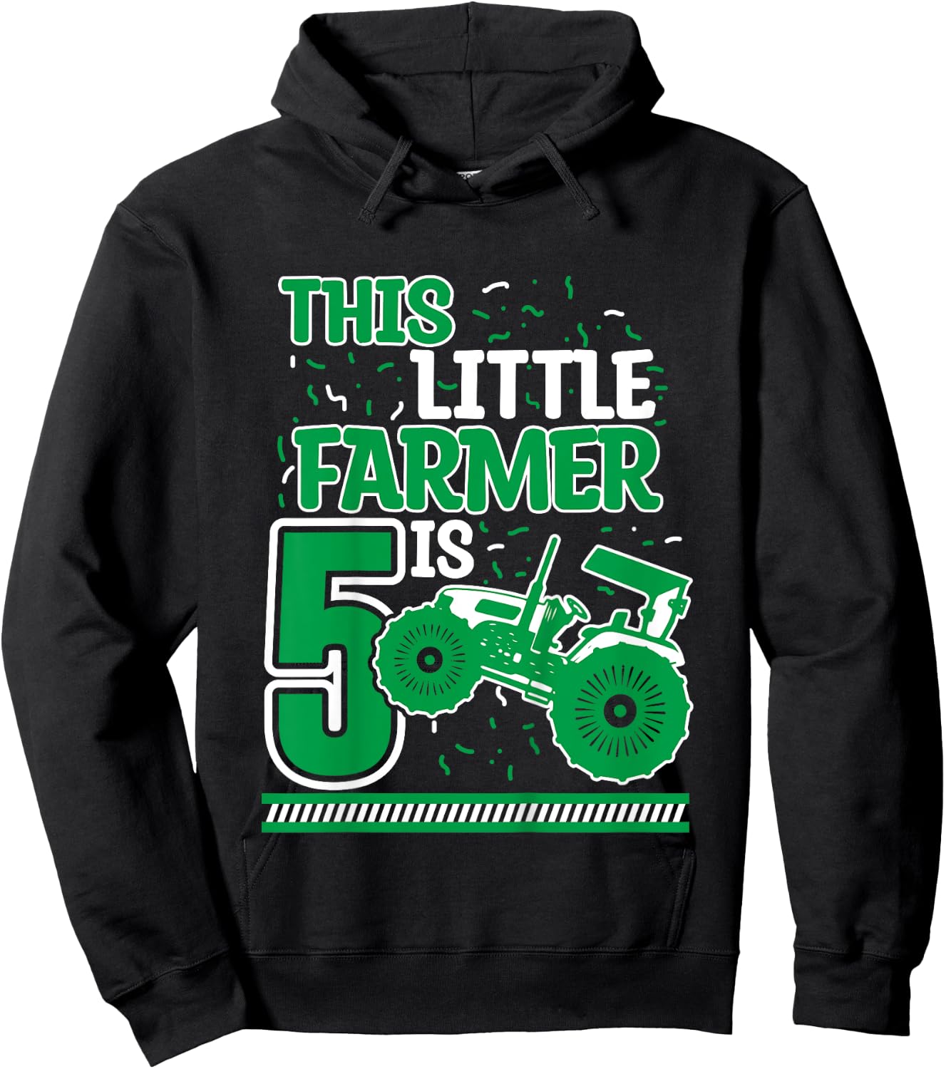 Kids 5 Years Old Boy Tractor Little Farmer 5th Birthday Kids Hoodie - Hoodie | Black