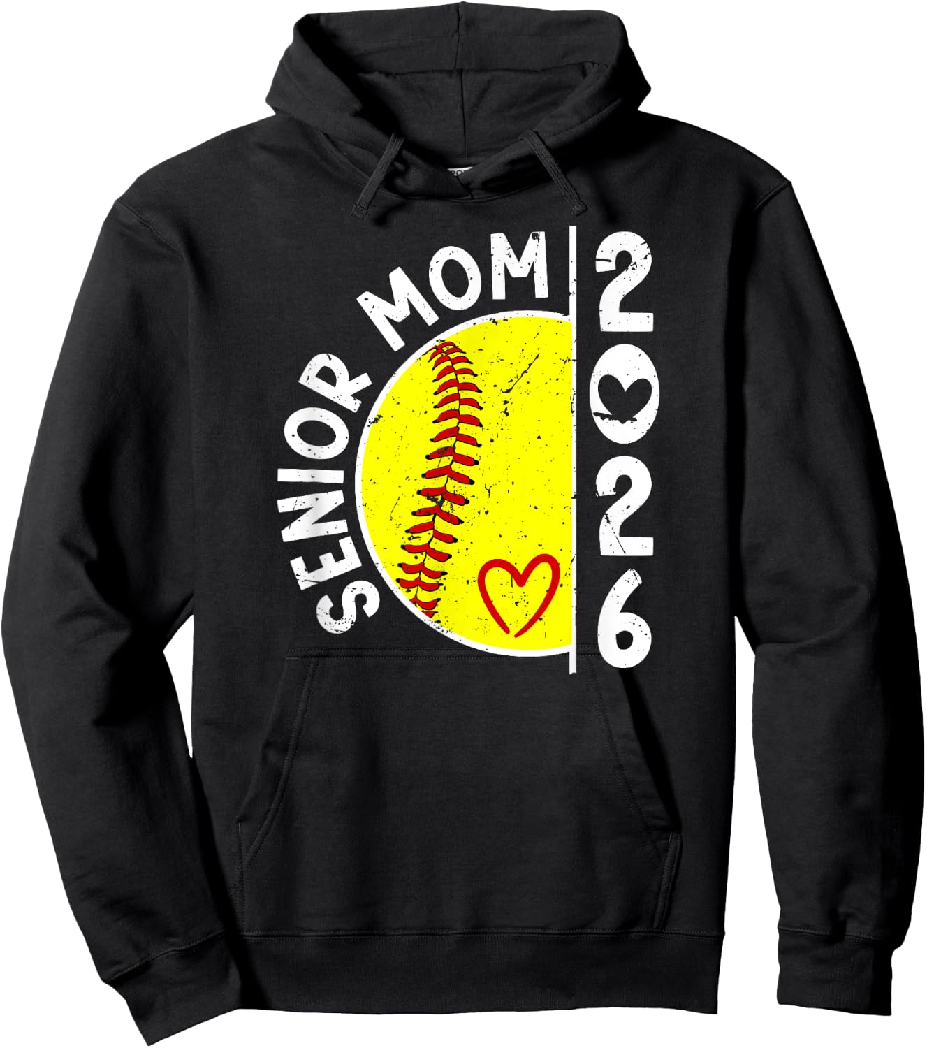 Proud Softball Senior Mom 2026 Softball Player Senior Mama Hoodie - Hoodie | Black