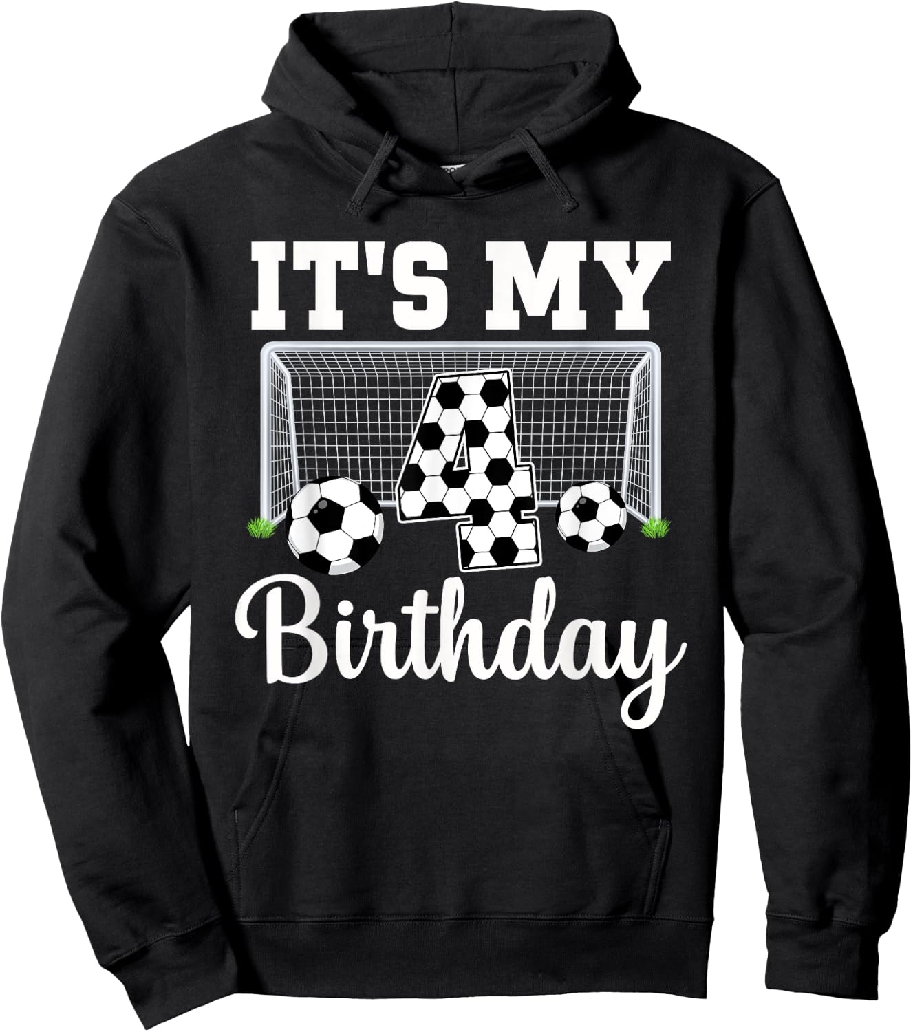 It's My 4th Birthday Soccer 4 Year Old Boy Birthday Soccer Hoodie - Hoodie | Black
