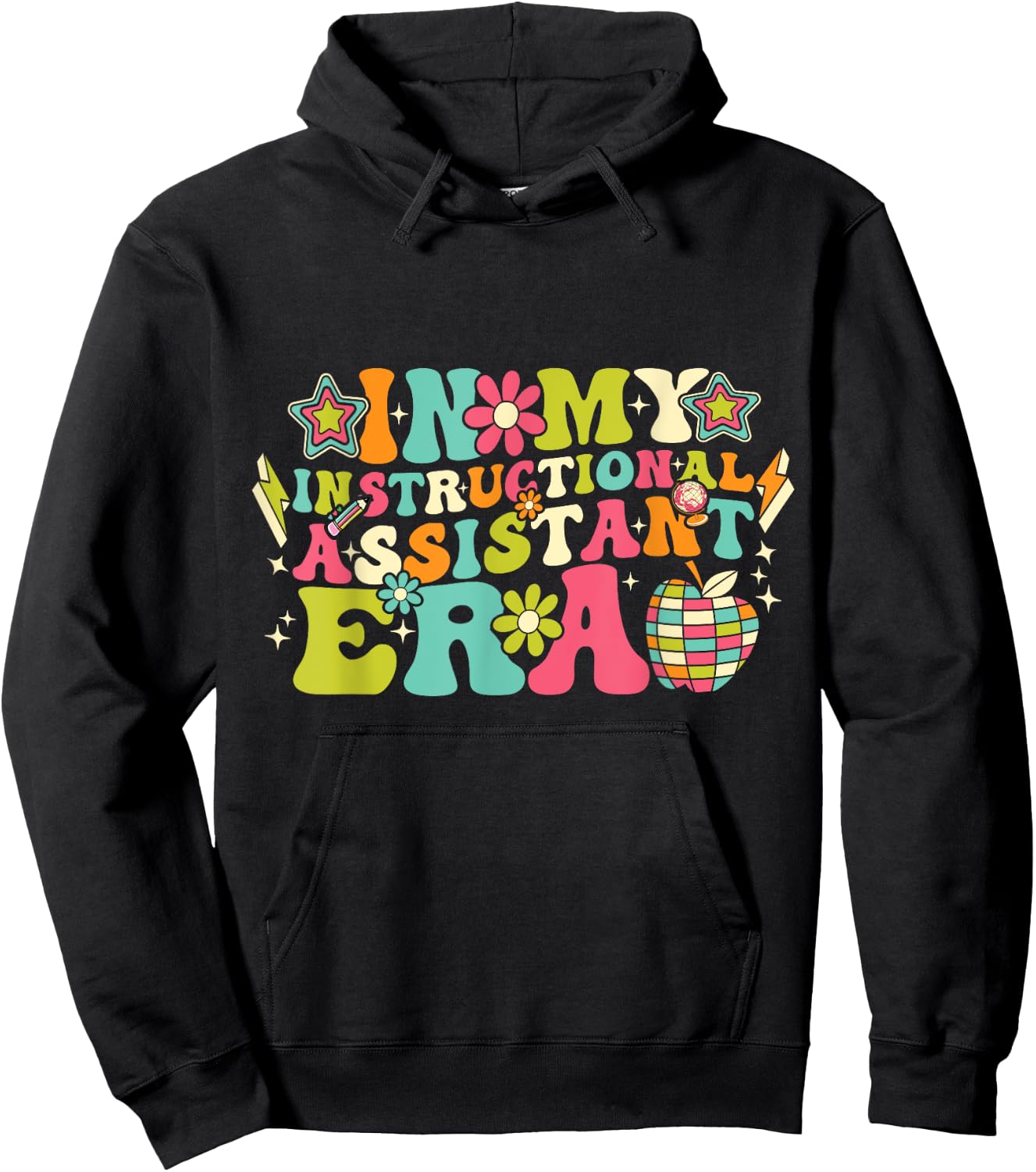 In My Instructional Assistant Era Groovy Back To School Hoodie - Hoodie | Black