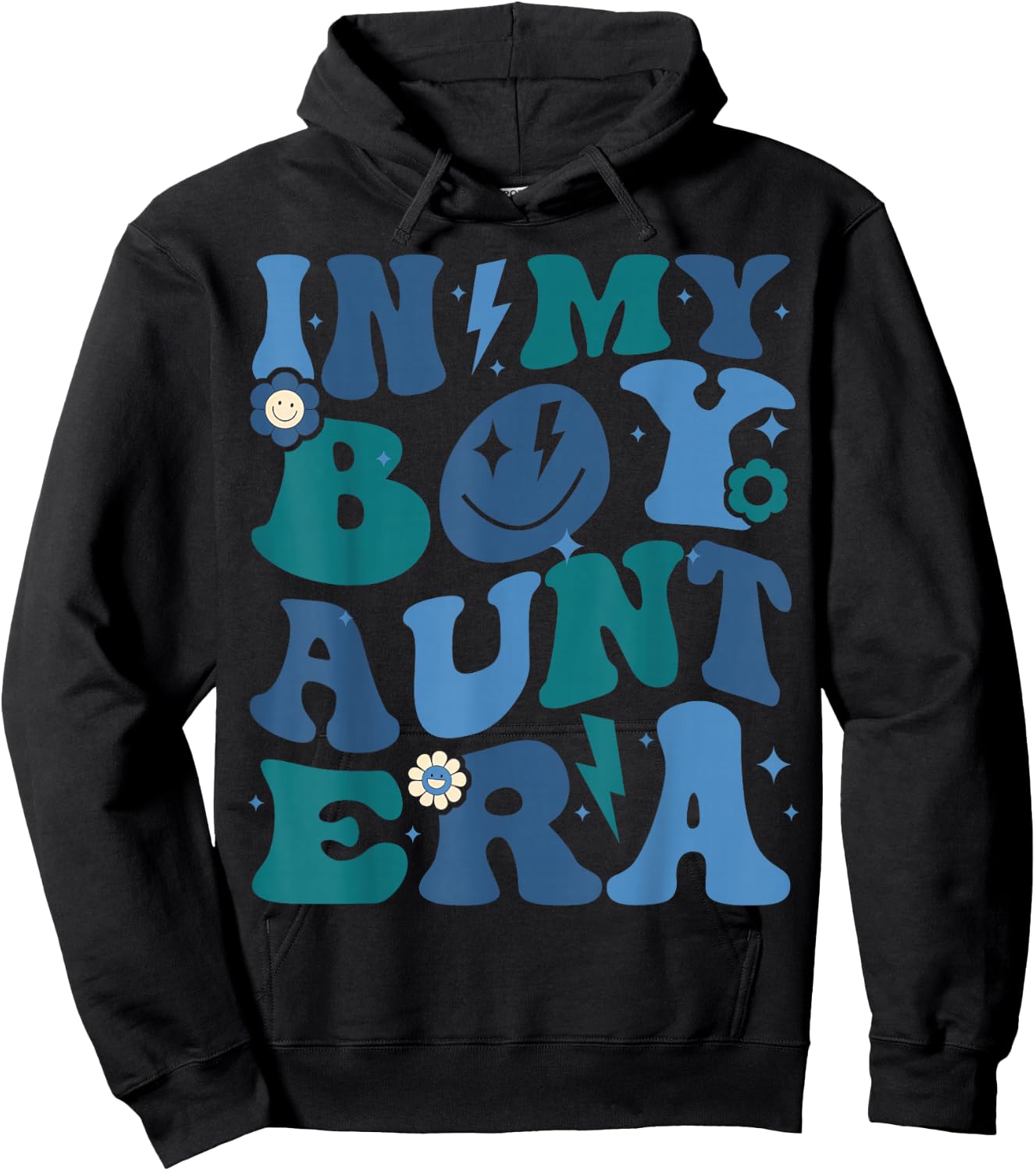 Groovy Retro In My Boy Aunt Era Cool Funny For Auntie Kids Hoodie - Hoodie | Black
