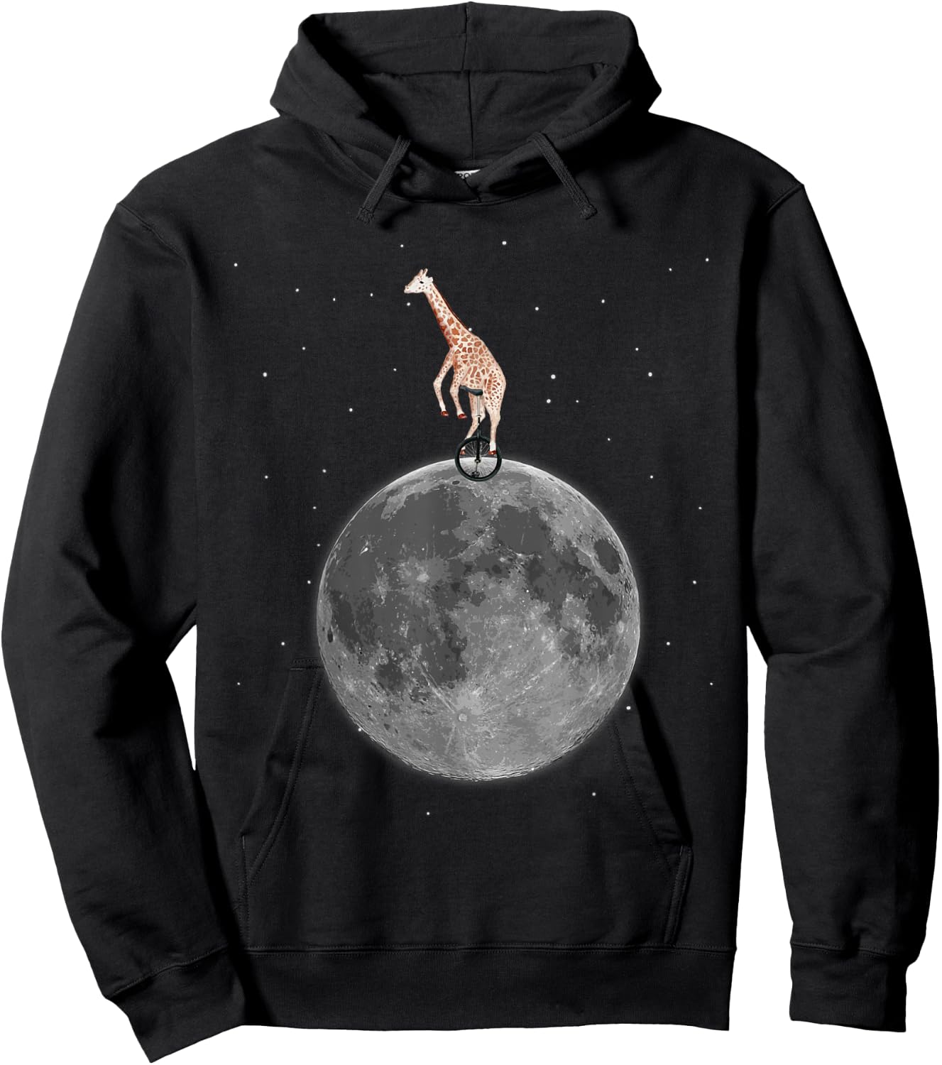 Ridiculous Quirky Giraffe on Unicycle - / B Hoodie - Hoodie | Black
