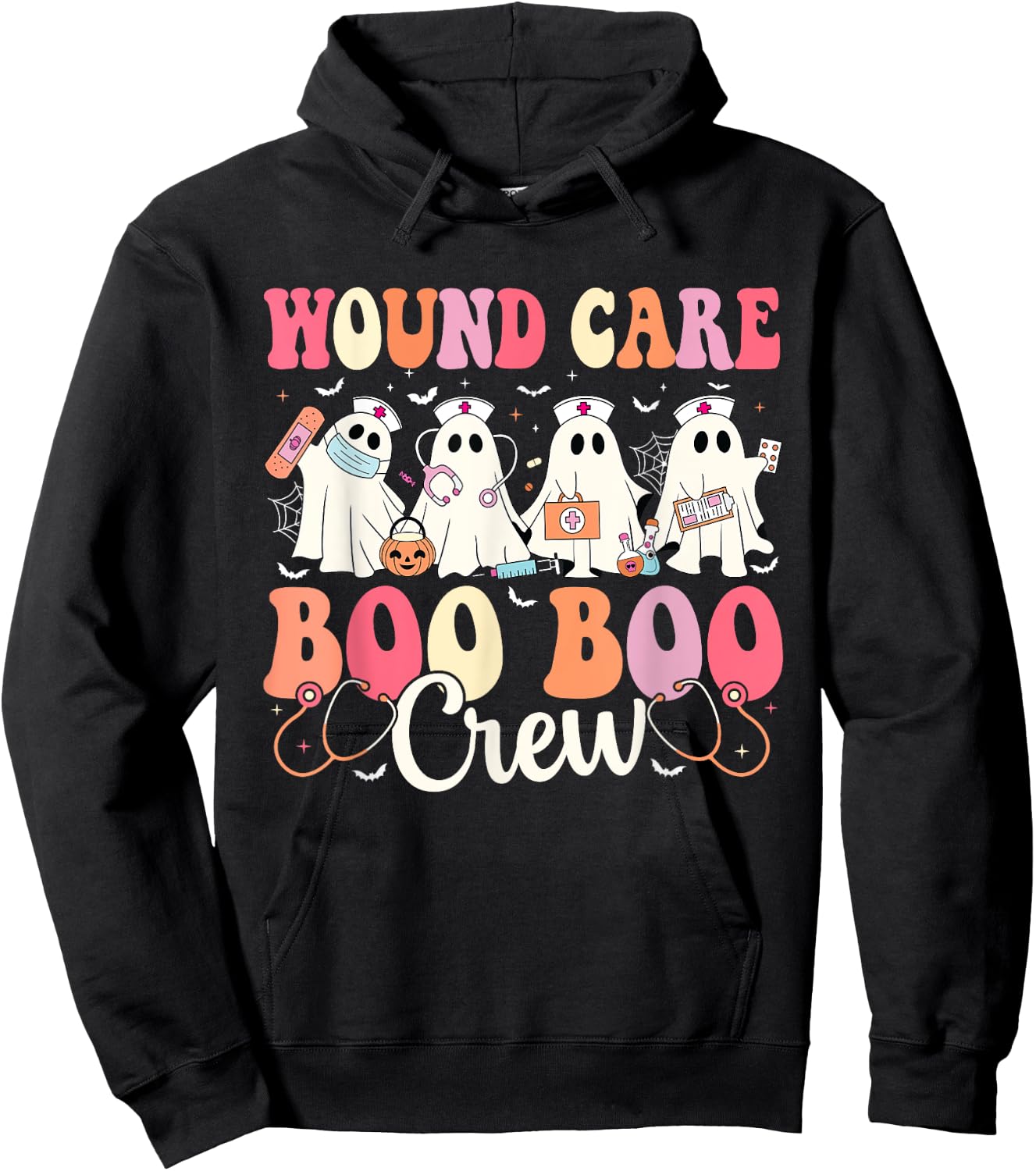 Wound Care Nurse Boo Boo Crew Ghost Halloween Wound Care Hoodie - Hoodie | Black