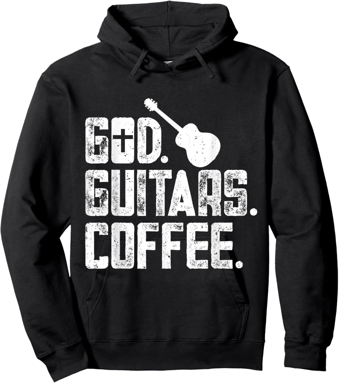 God Guitar Coffee Christian Guitar Player Guitarist Jesus Hoodie - Hoodie | Black