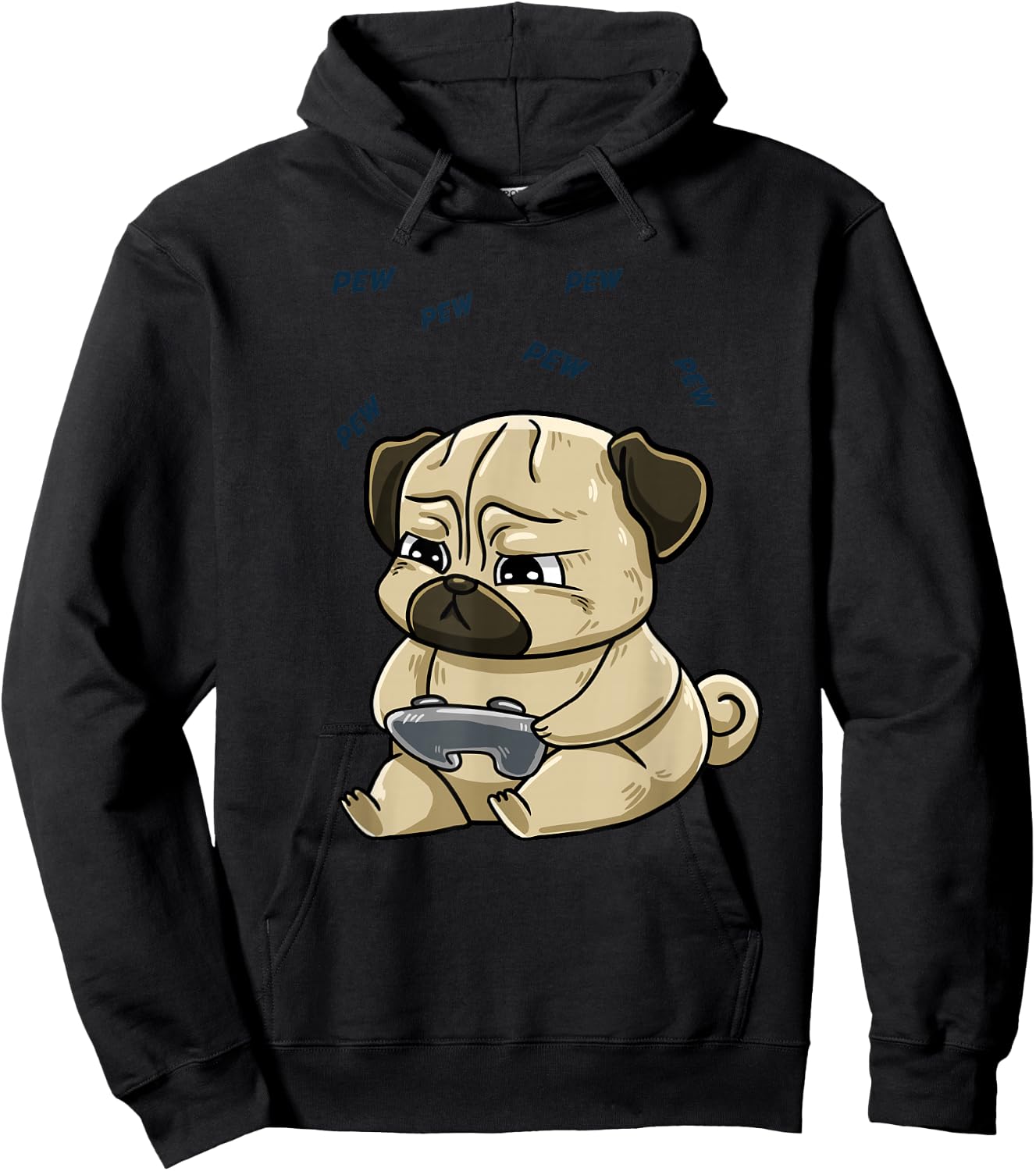 Gaming Pug Pew Gamepad Cute Hobby Dog Video Game Player Gift Men Women Girls Kids Hoodie - Hoodie | Black