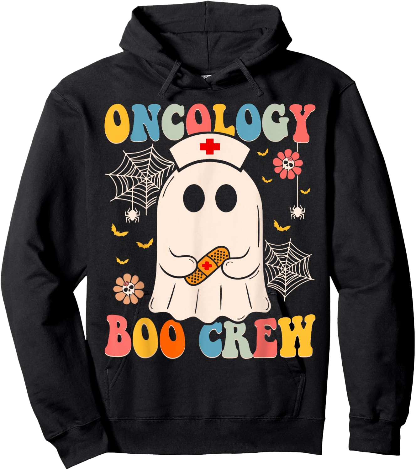 Groovy Oncology Boo Crew Nurse Funny Ghost Halloween Nurse Hoodie - Hoodie | Black