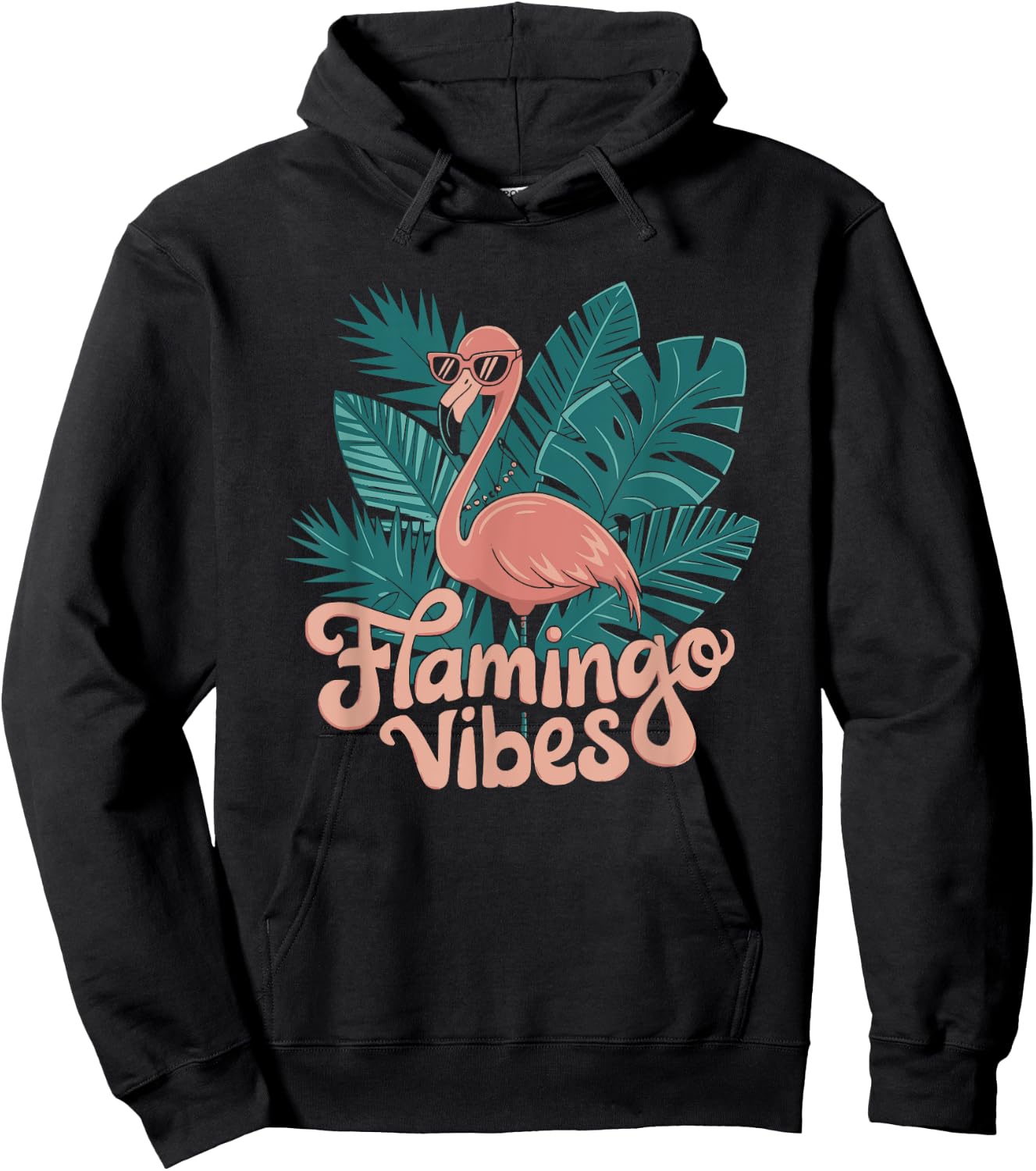 Flamingo Vibes Design Hoodie - Hoodie | Black