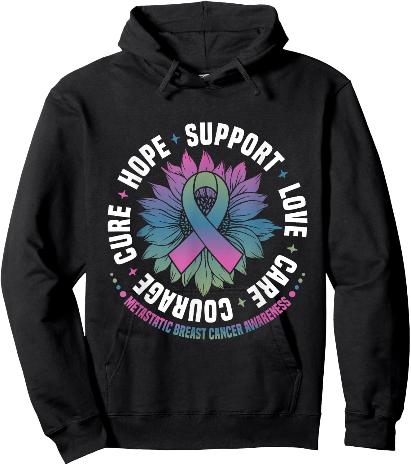Metastatic Breast Cancer Awareness Hope Support Love Cure Hoodie - Hoodie | Black