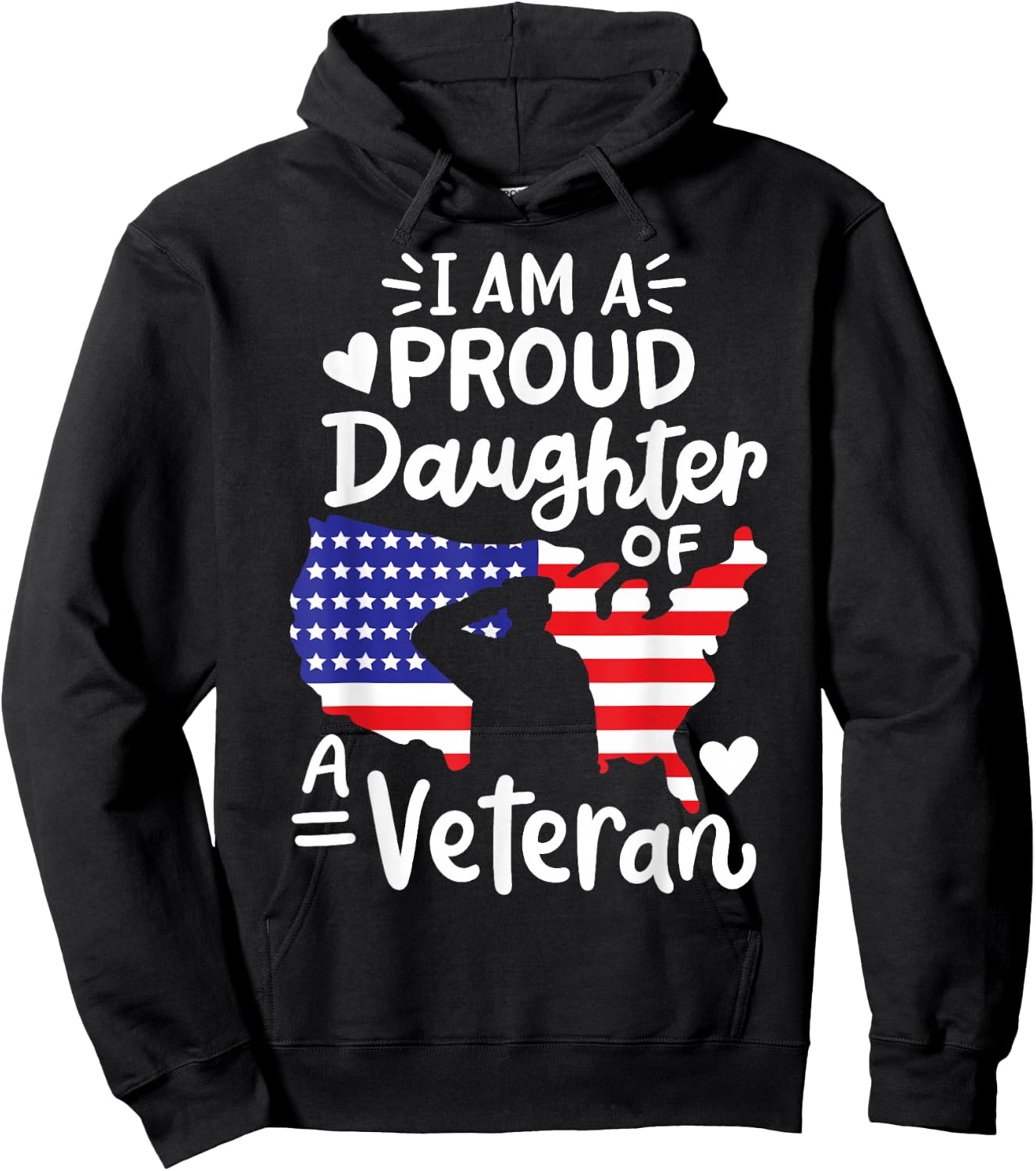 I'm A Proud Daughter of A Veteran Father's Day Girls Hoodie - Hoodie | Black