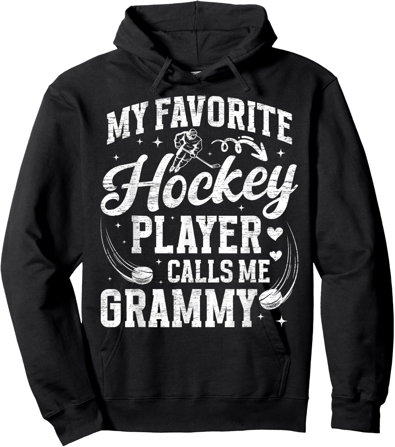 Hockey Grammy Grandma Proud Grammy Of A Hockey Player Hoodie - Hoodie | Black
