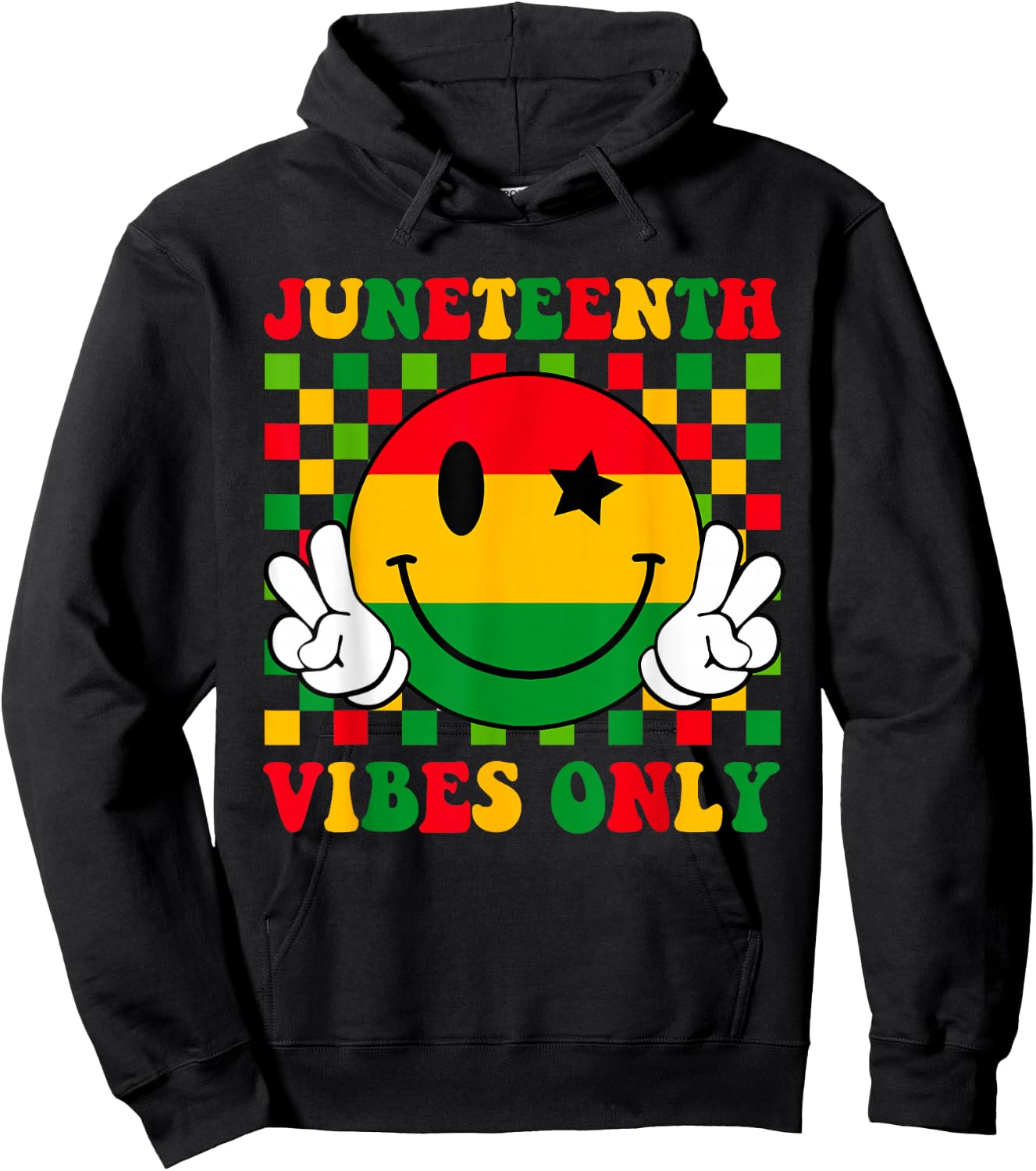 Juneteenth Vibes Only 1865 African Smile Face Girls Hoodie - Hoodie | Black