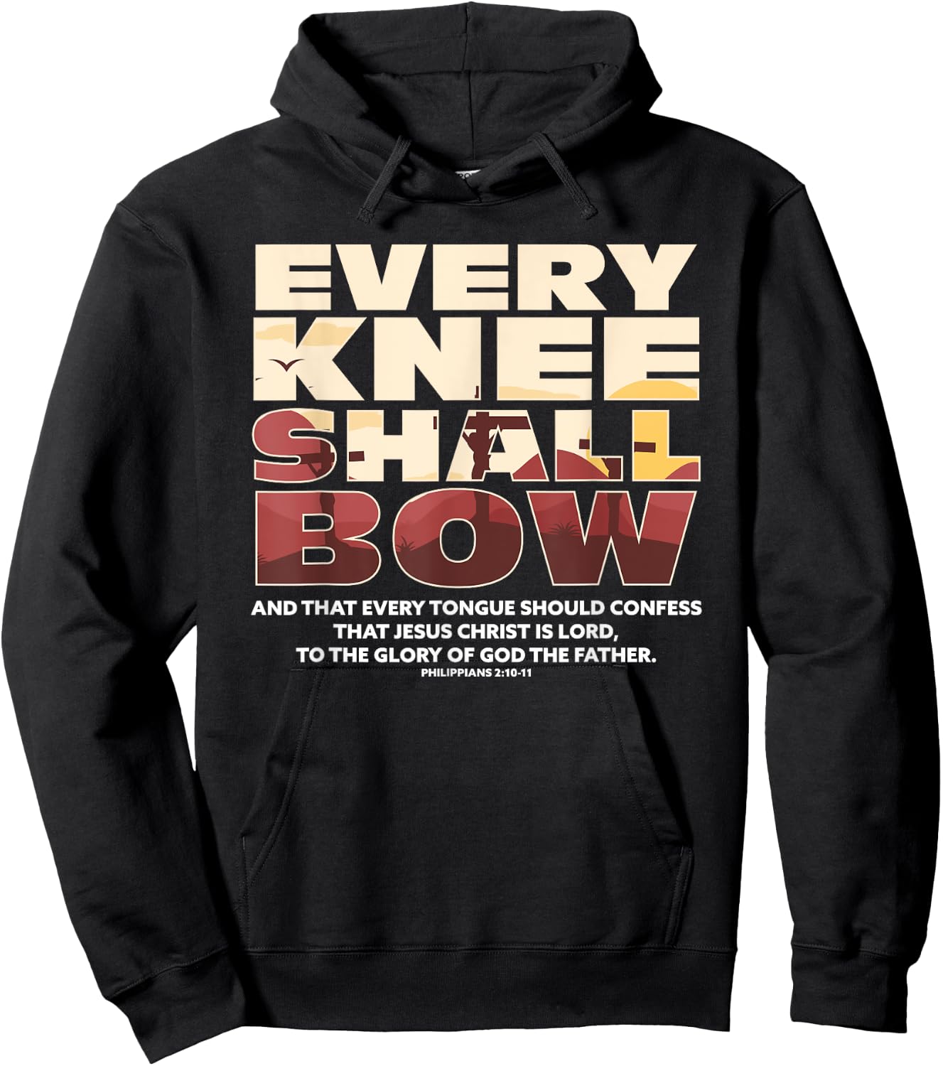 Every Knee Shall Bow Christian Religion Bible Verse Hoodie - Hoodie | Black