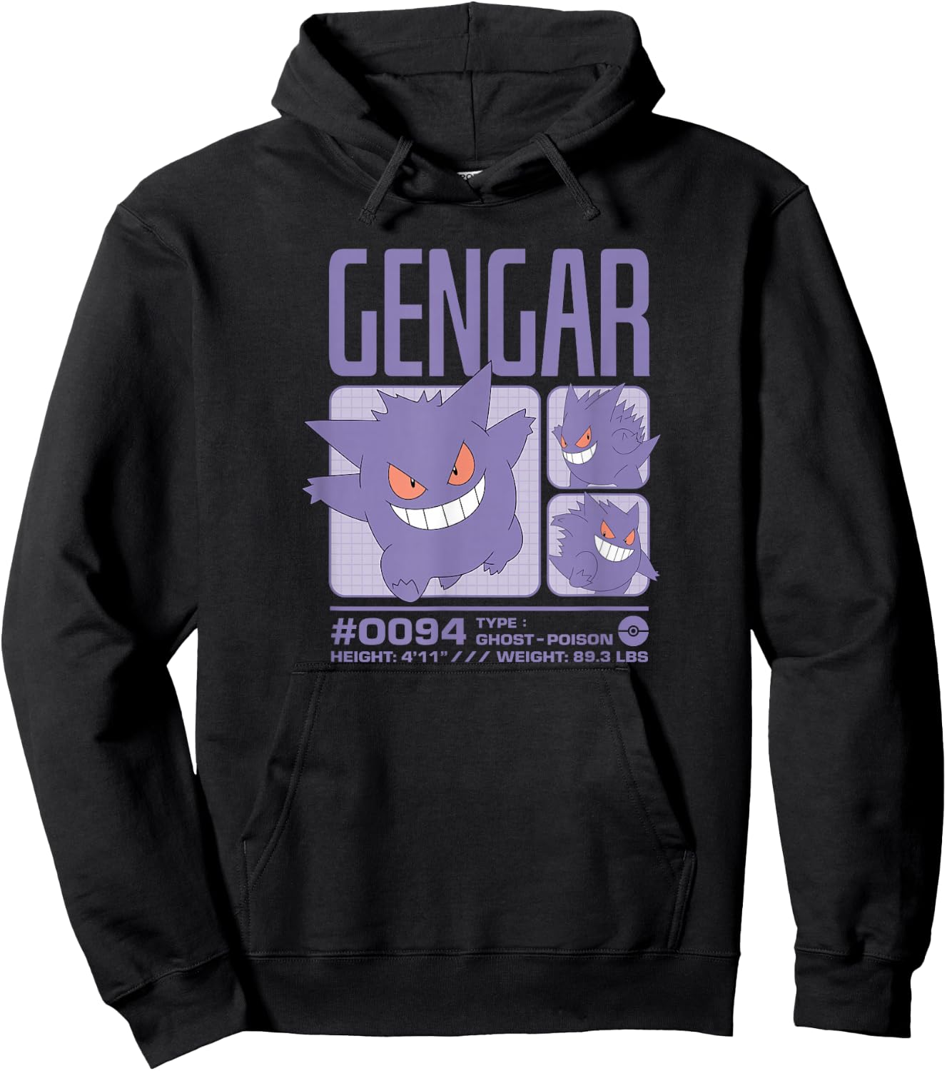 Pokémon - Gengar Pastel Stats Grid Hoodie - Hoodie | Black