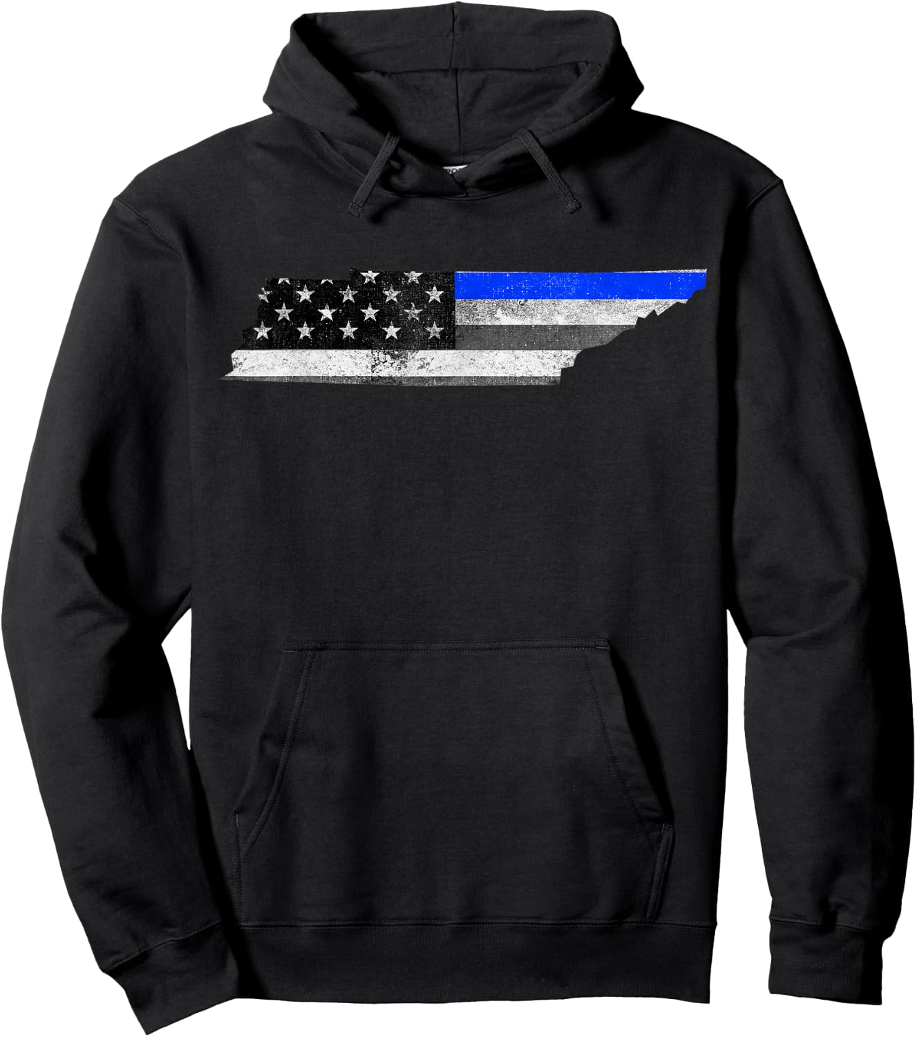 Tennessee Police Thin Blue Line USA Flag Map Shirt Hoodie - Hoodie | Black
