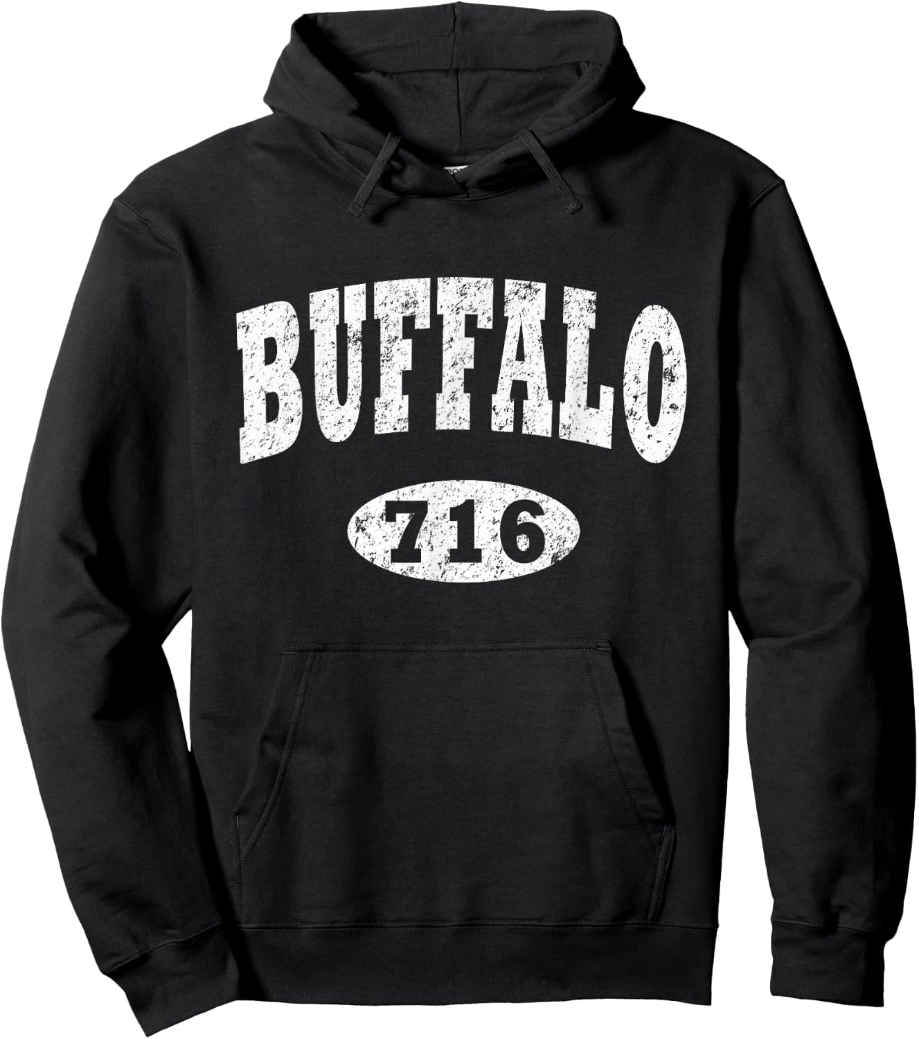 Buffalo 716 Shirt. Vintage BFLO WNY Distressed B-Lo Hoodie - Hoodie | Black
