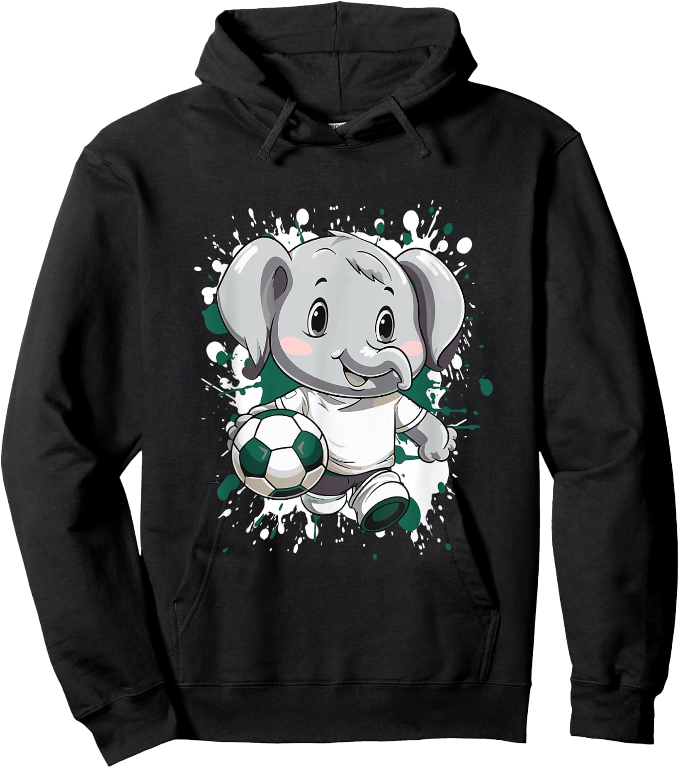 Elephant Playing Soccer | Comic Soccer Team Hoodie - Hoodie | Black