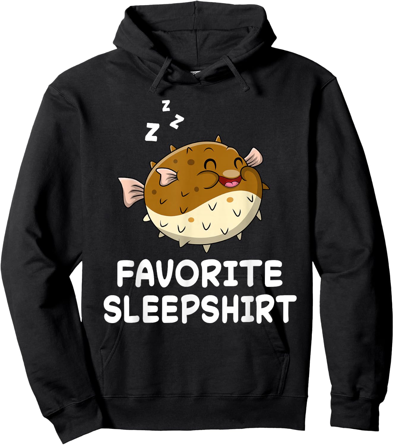 Pufferfish Puffer Fish Nap Sleeping Sleep Pajama Nightgown Hoodie - Hoodie | Black