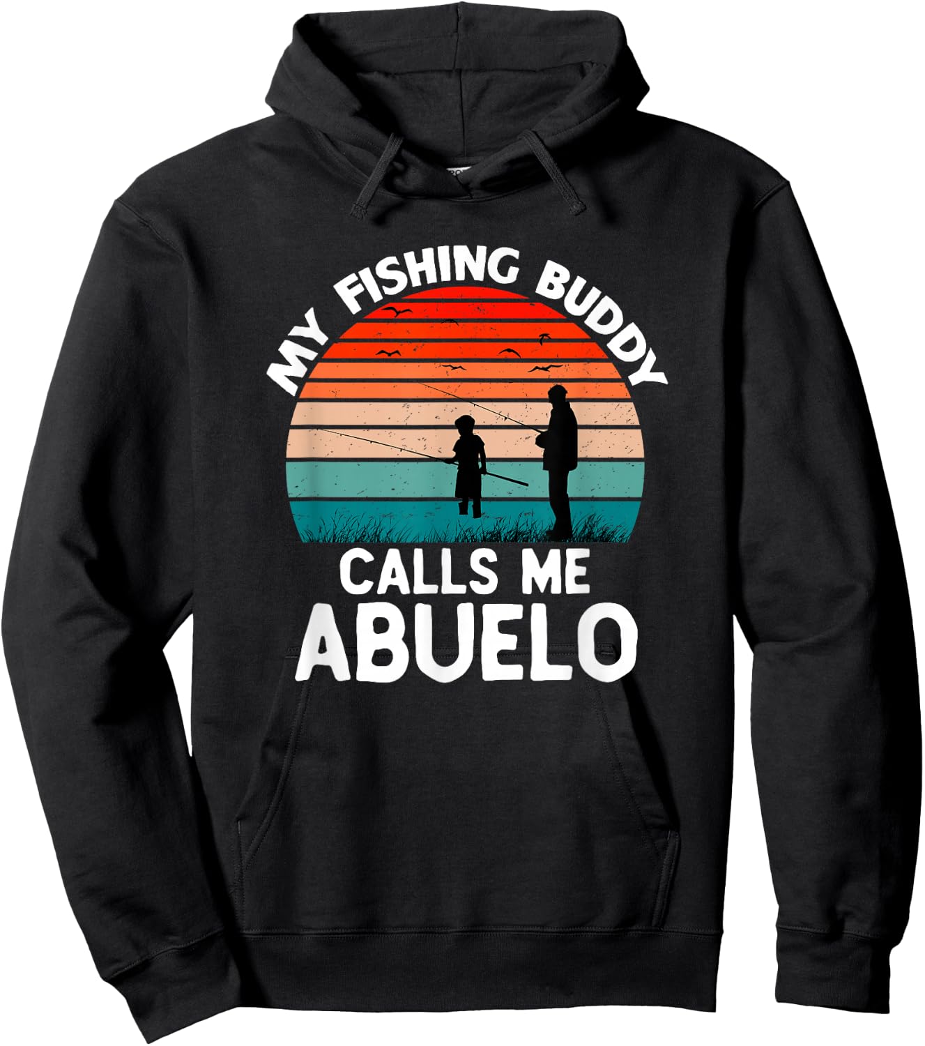 My Fishing Buddy Calls Me Abuelo Retro Vintage Grandpa Hoodie - Hoodie | Black