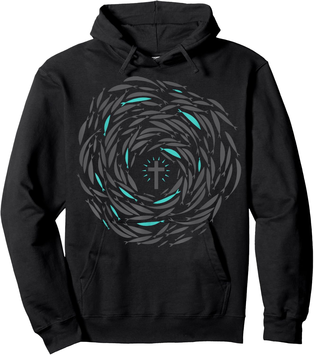 Christian Fish Swim With Cross Jesus Religious Apparel Hoodie - Hoodie | Black