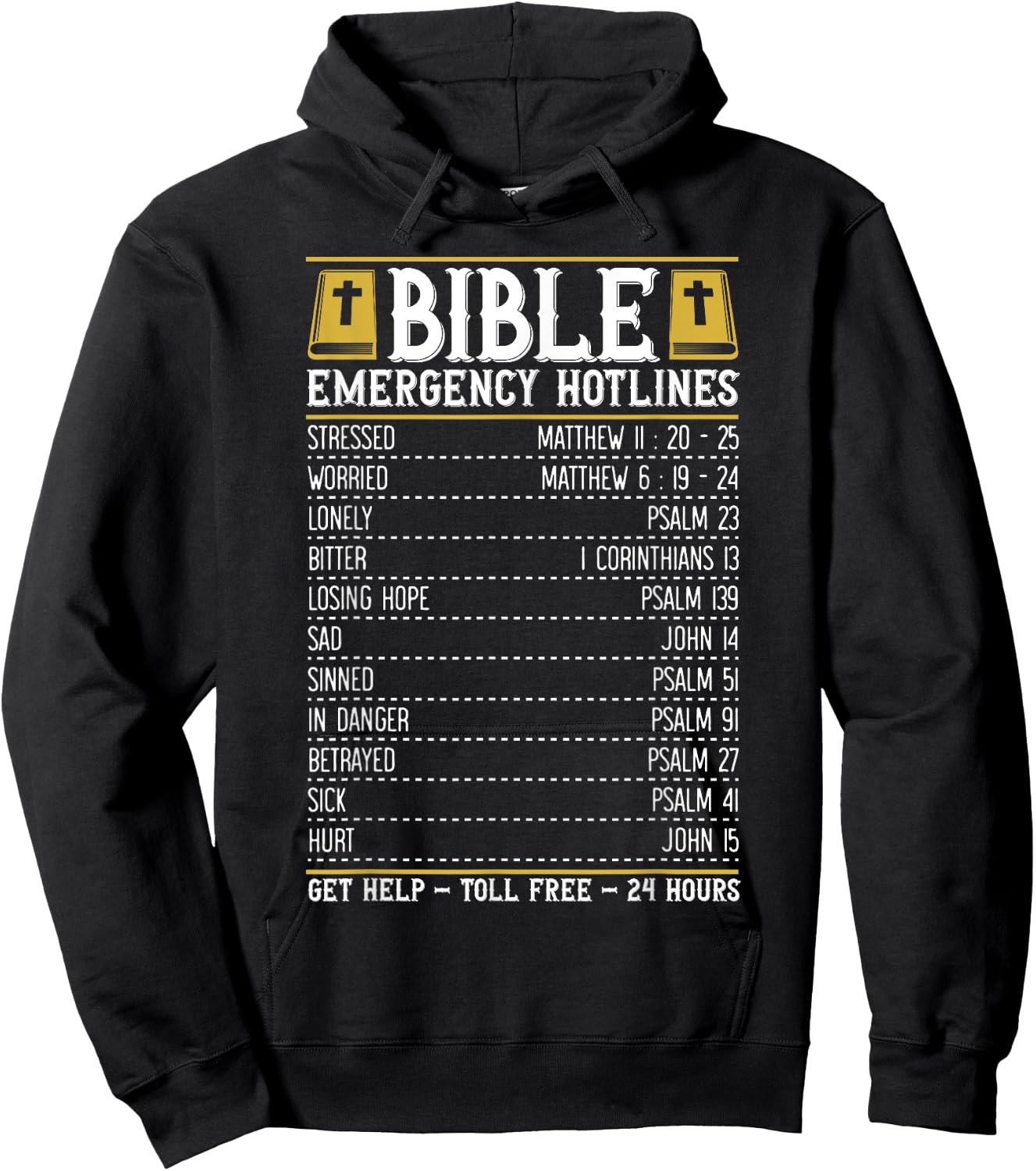 Bible Emergency Numbers for a Cool Christian Bible Merch Hoodie - Hoodie | Black