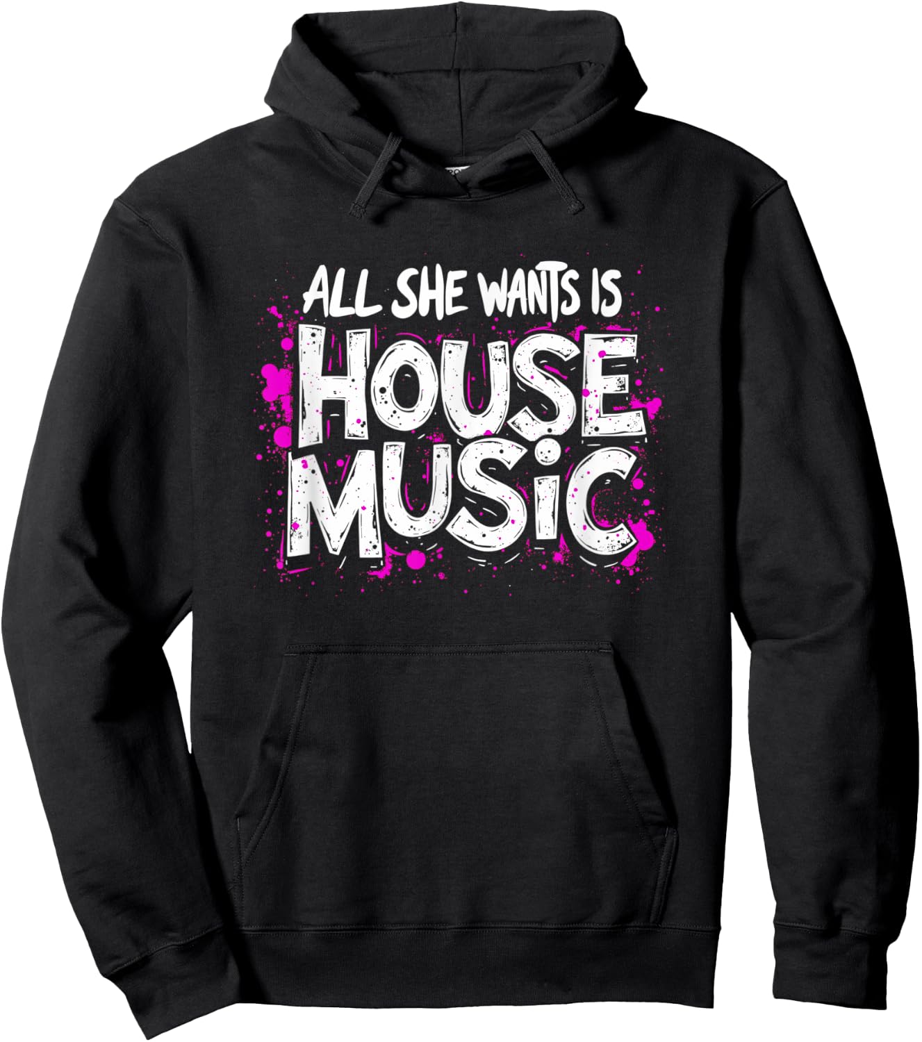 All She Wants Is House Music - Vintage House Music Hoodie - Hoodie | Black
