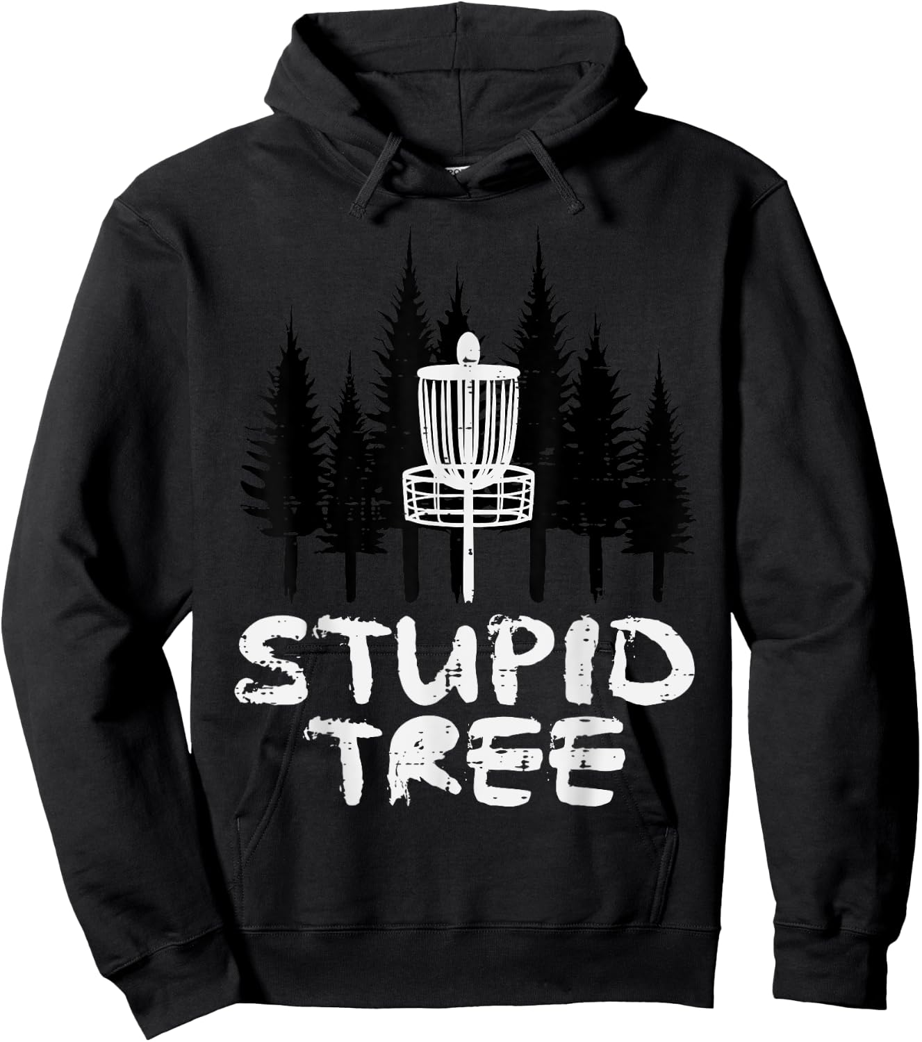 Disc Golf Stupid Tree Funny Frisbee Golfer Frolf Men Women Hoodie - Hoodie | Black