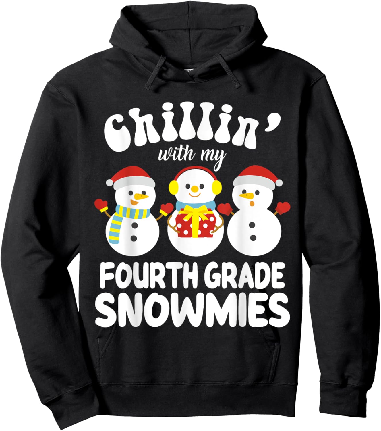 Teacher Christmas Fourth Grade Teacher Xmas Shirt - Black, Small, -Kids Hoodie - Hoodie | Black