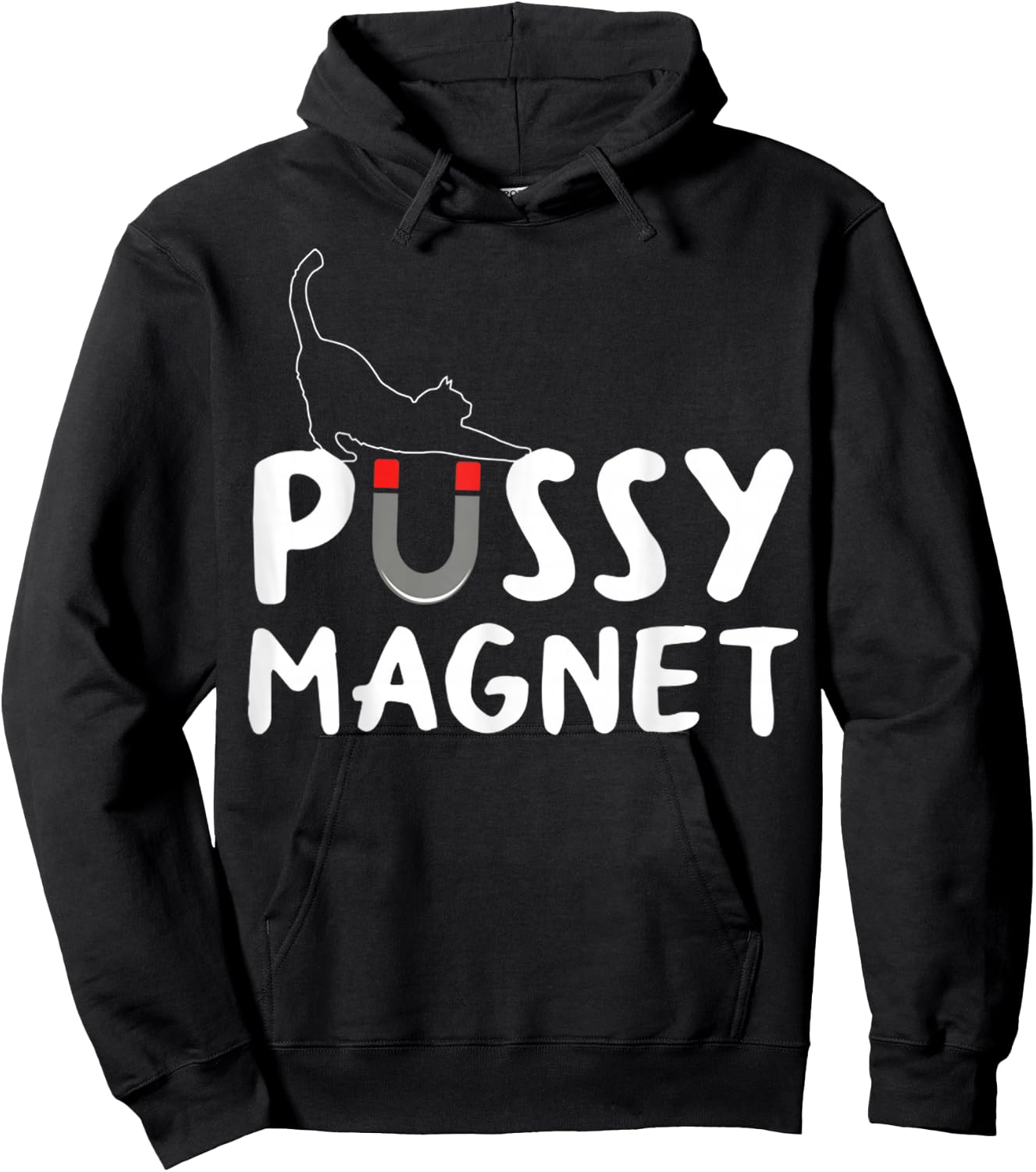 Pussy Magnet Funny Adult Cat Lovers Gift Women Hoodie - Hoodie | Black