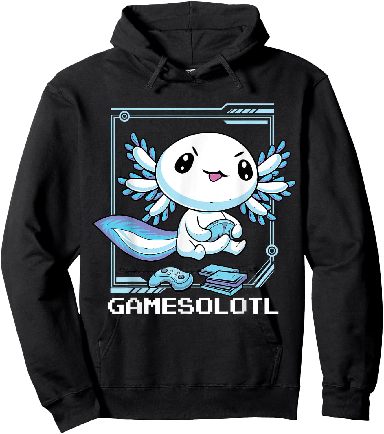 Gamer Axolotl Gamesolotl Fish Gaming Video Gamer Anime Hoodie - Hoodie | Black