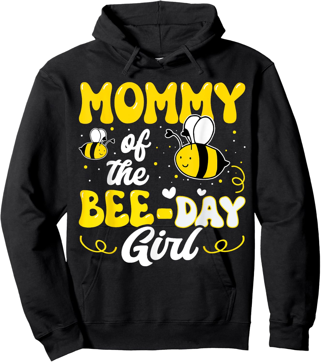Mommy of The Bee Day Girl Bee Birthday Party Theme Groovy Hoodie - Hoodie | Black