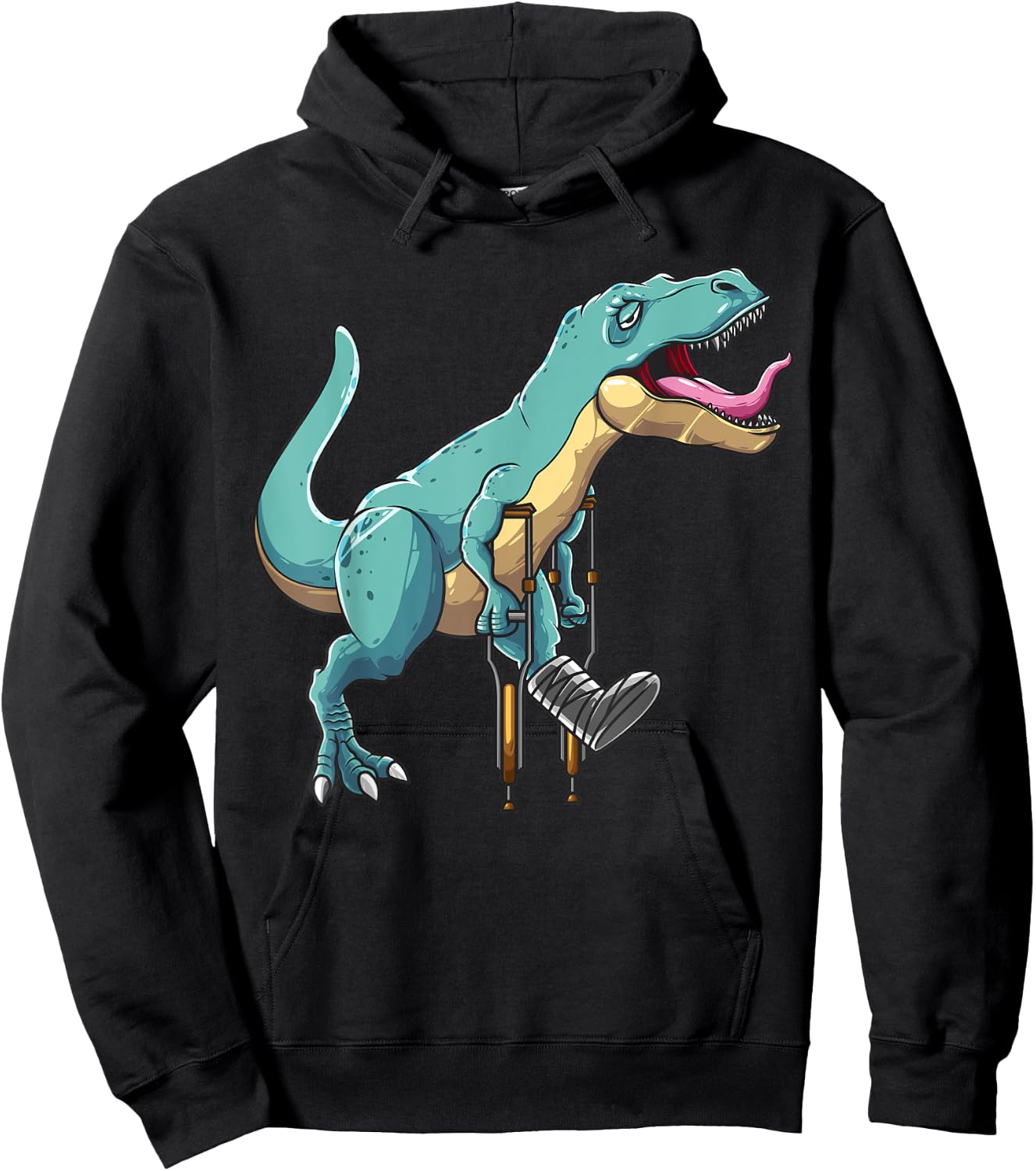Dinosaur Broken Leg Design For Kids Boys Men Foot Broken Leg Hoodie - Hoodie | Black