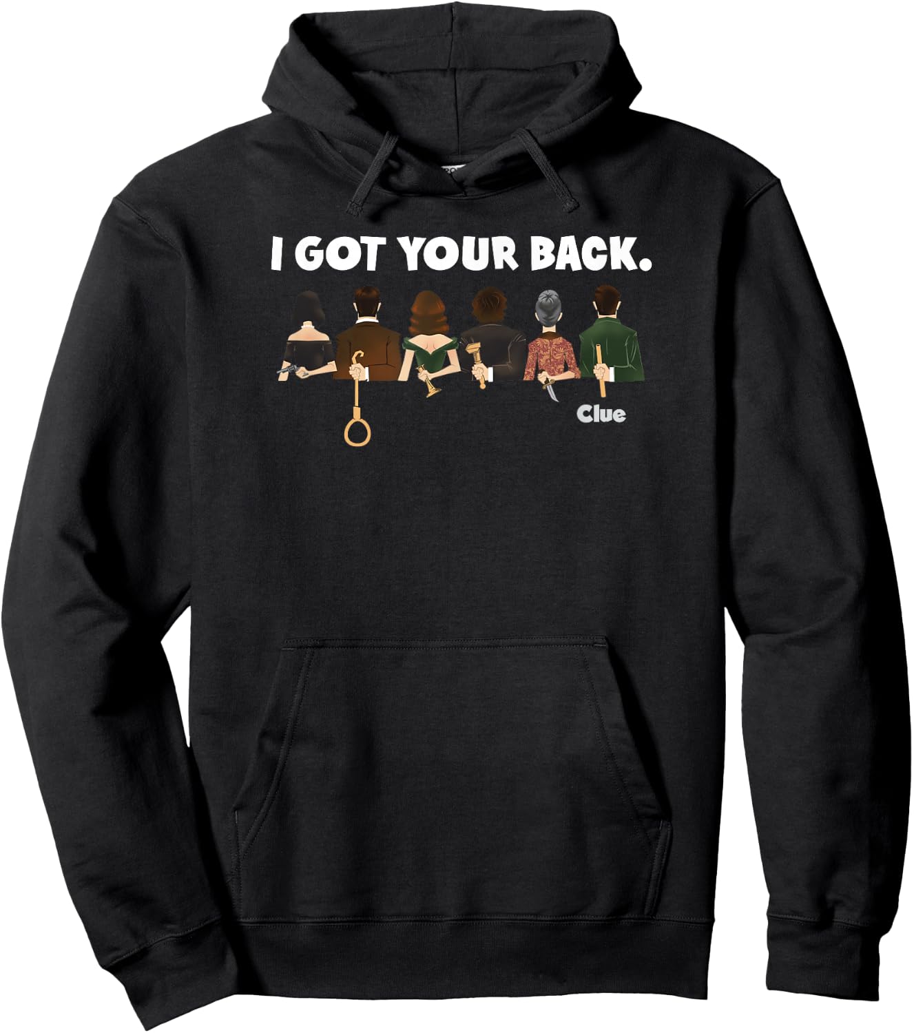 Clue I Got Your Back Characters Hiding Their Weapons Lineup Hoodie - Hoodie | Black