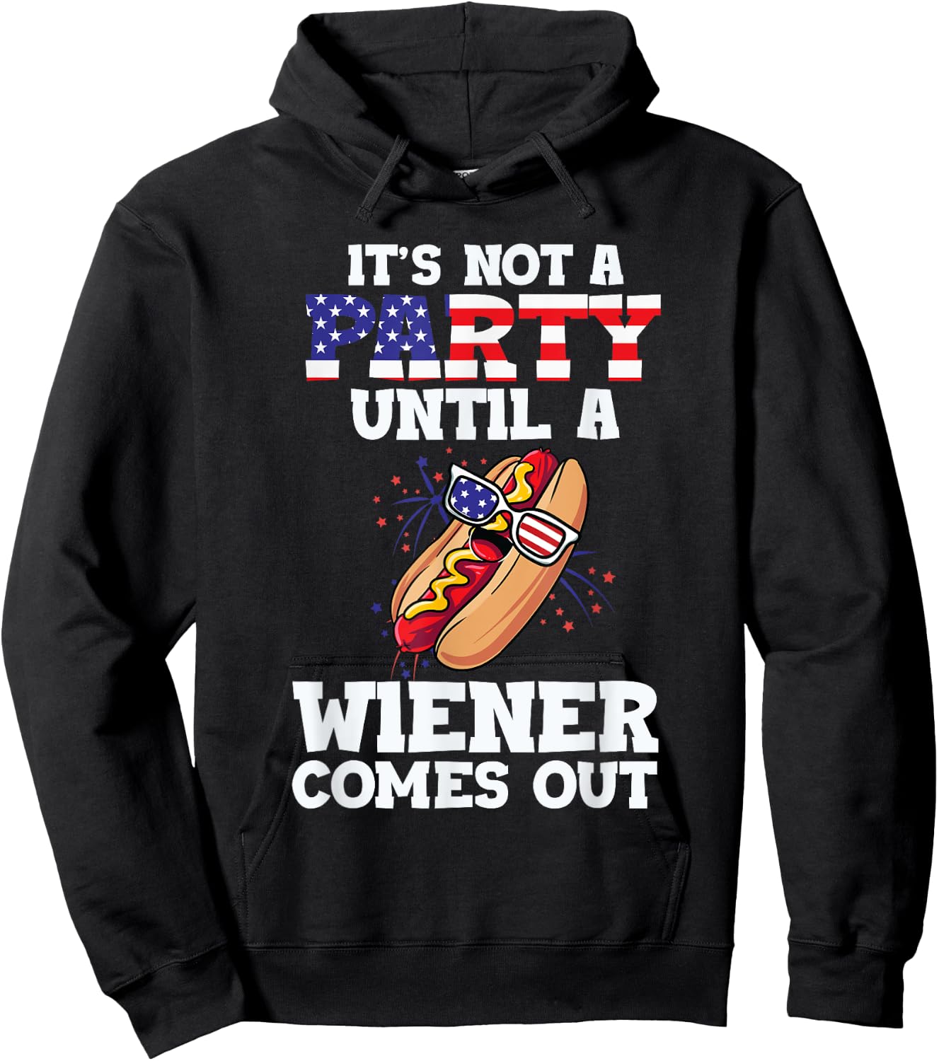 It's not a party until a wine on July 4th Hoodie - Hoodie | Black