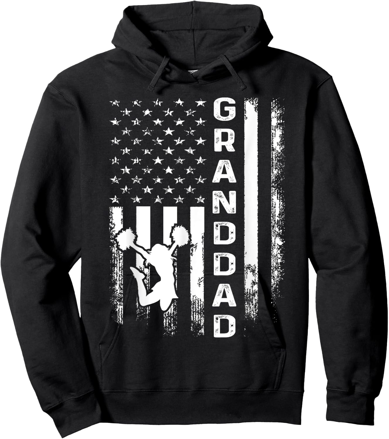Cheer Granddad American Flag Cheerleading Cheerleader Hoodie - Hoodie | Black
