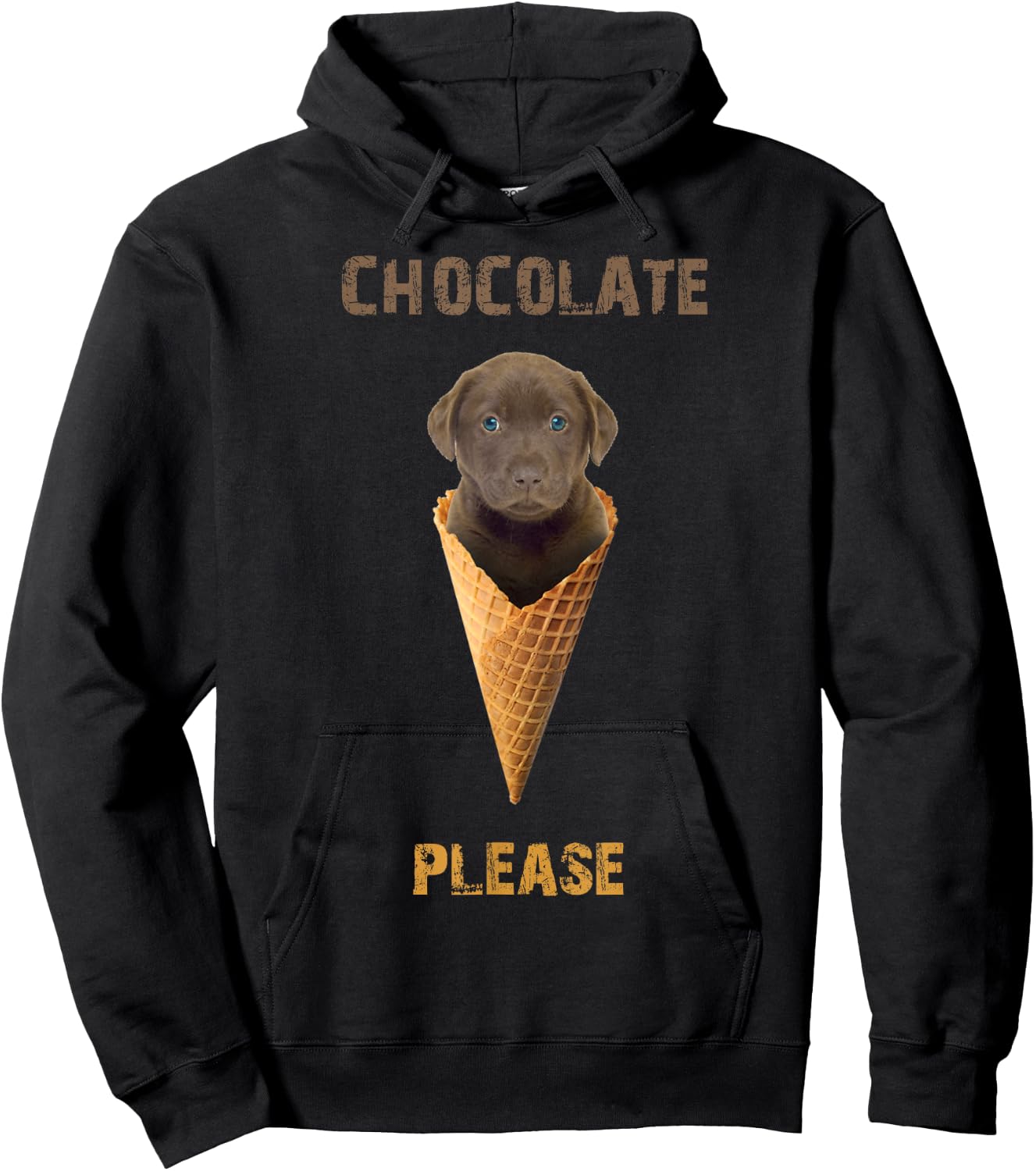 Chocolate Lab shirt Waffle Cone Ice Cream Cute Puppy Women Girls Kids Hoodie - Hoodie | Black