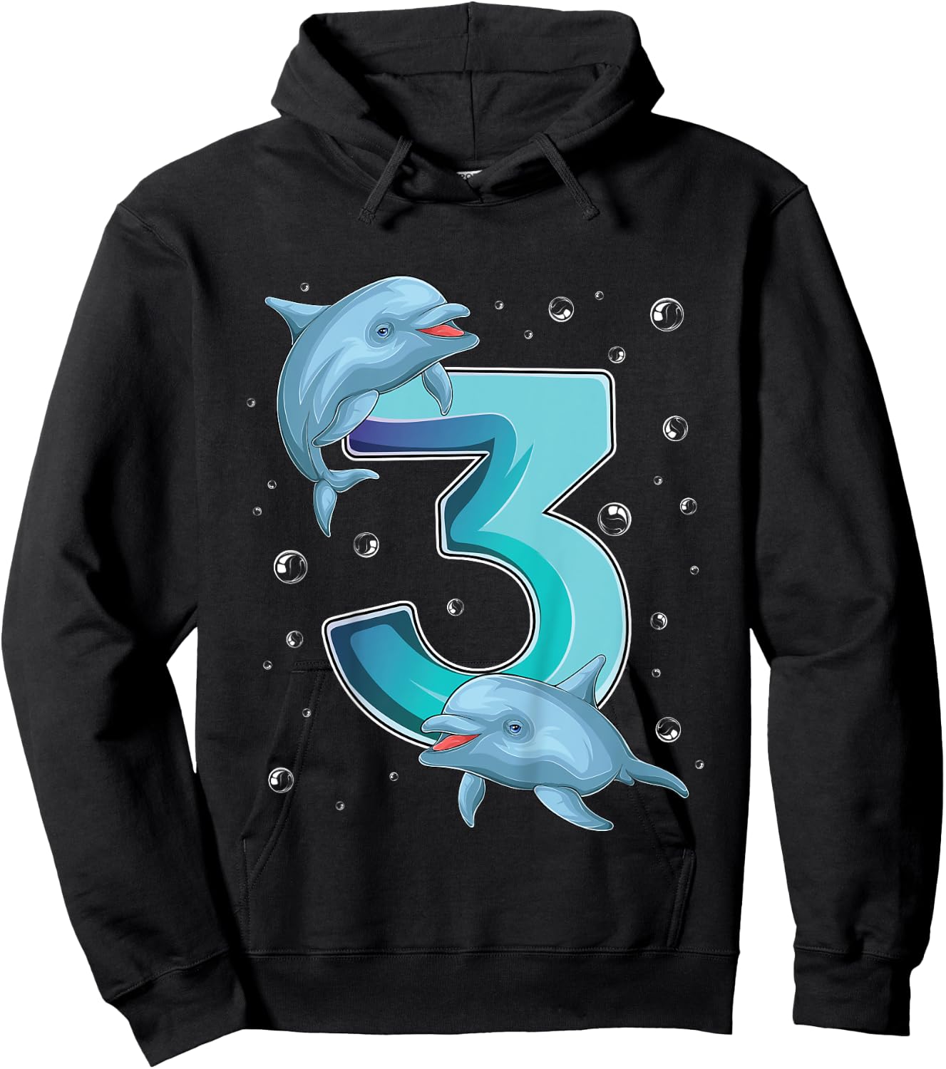 3 Year Old Dolphin 3rd Birthday Girl Party Dolphin Lover Hoodie - Hoodie | Black