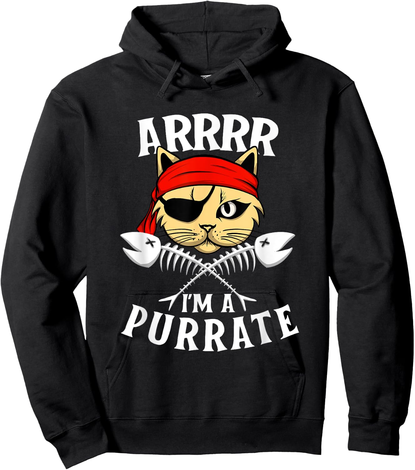 Arrrr I'm A Purrate - Cat Buccaneer Freebooter Hoodie - Hoodie | Black