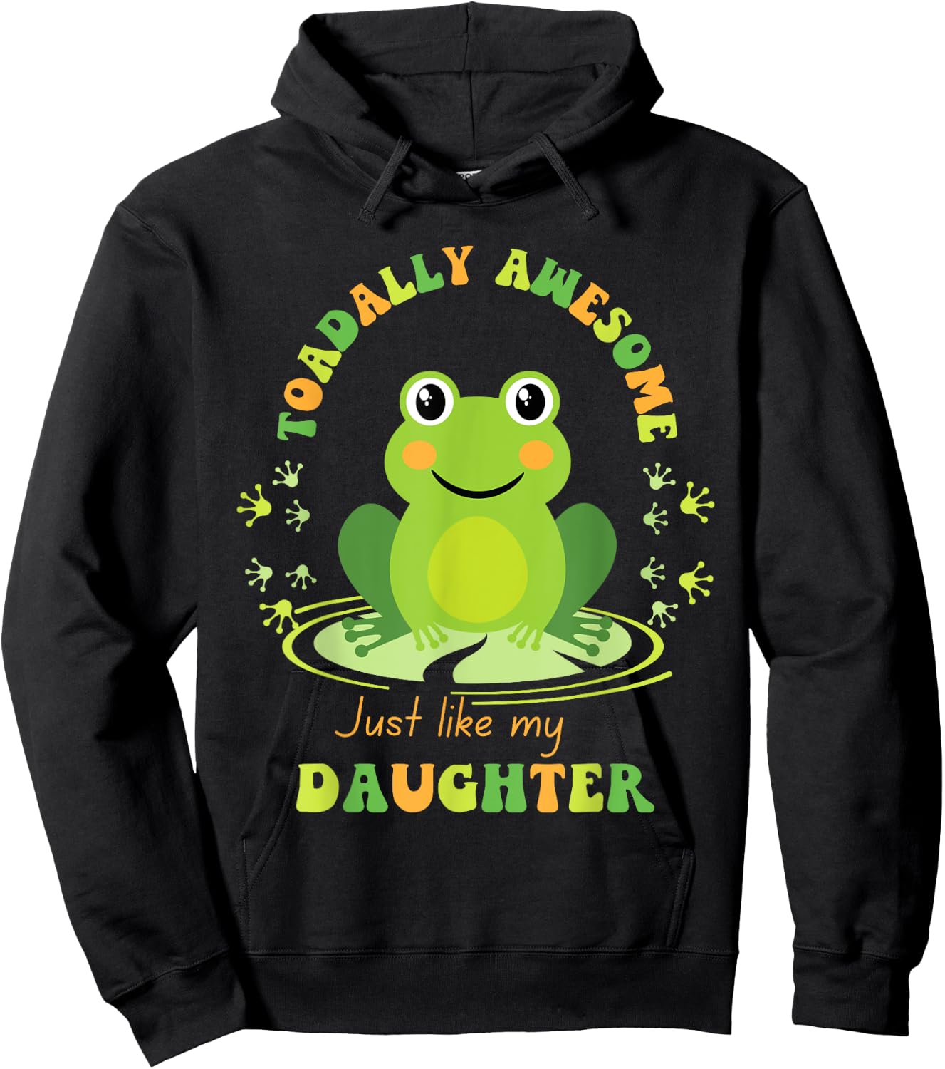 Toadally Awesome Like My Daughter Mom Dad Retro Wavy Text Hoodie - Hoodie | Black