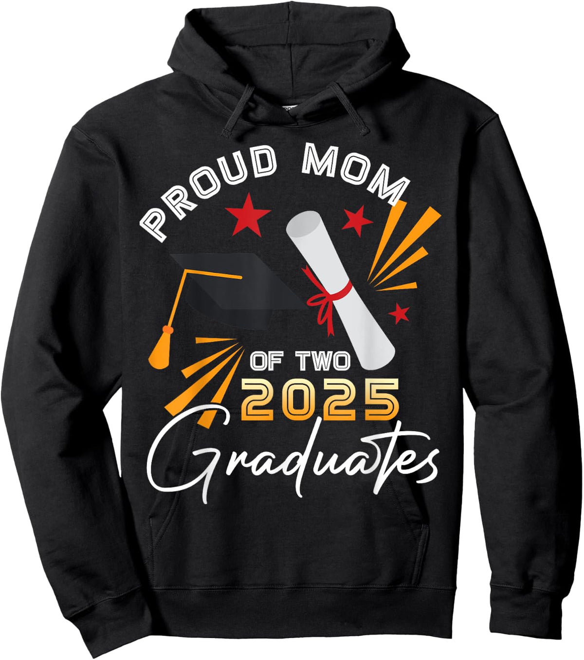Proud Mom of Two 2025 Graduates Twin Senior Graduation Hoodie - Hoodie | Black