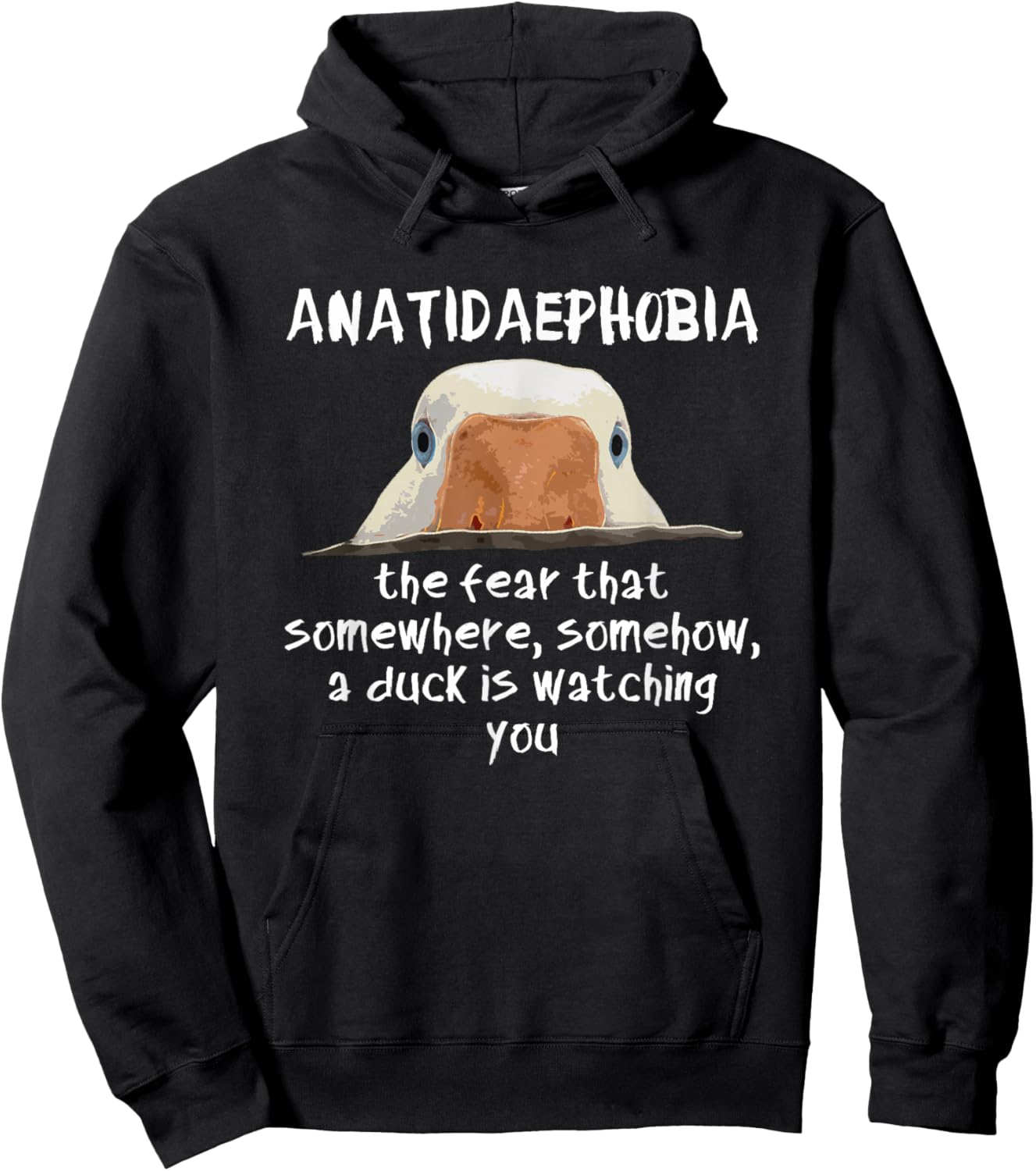 Swanky Bazaar Funny Duck Print Bird Quack Hunter Phobia Anatidaephobia Hoodie - Hoodie | Black